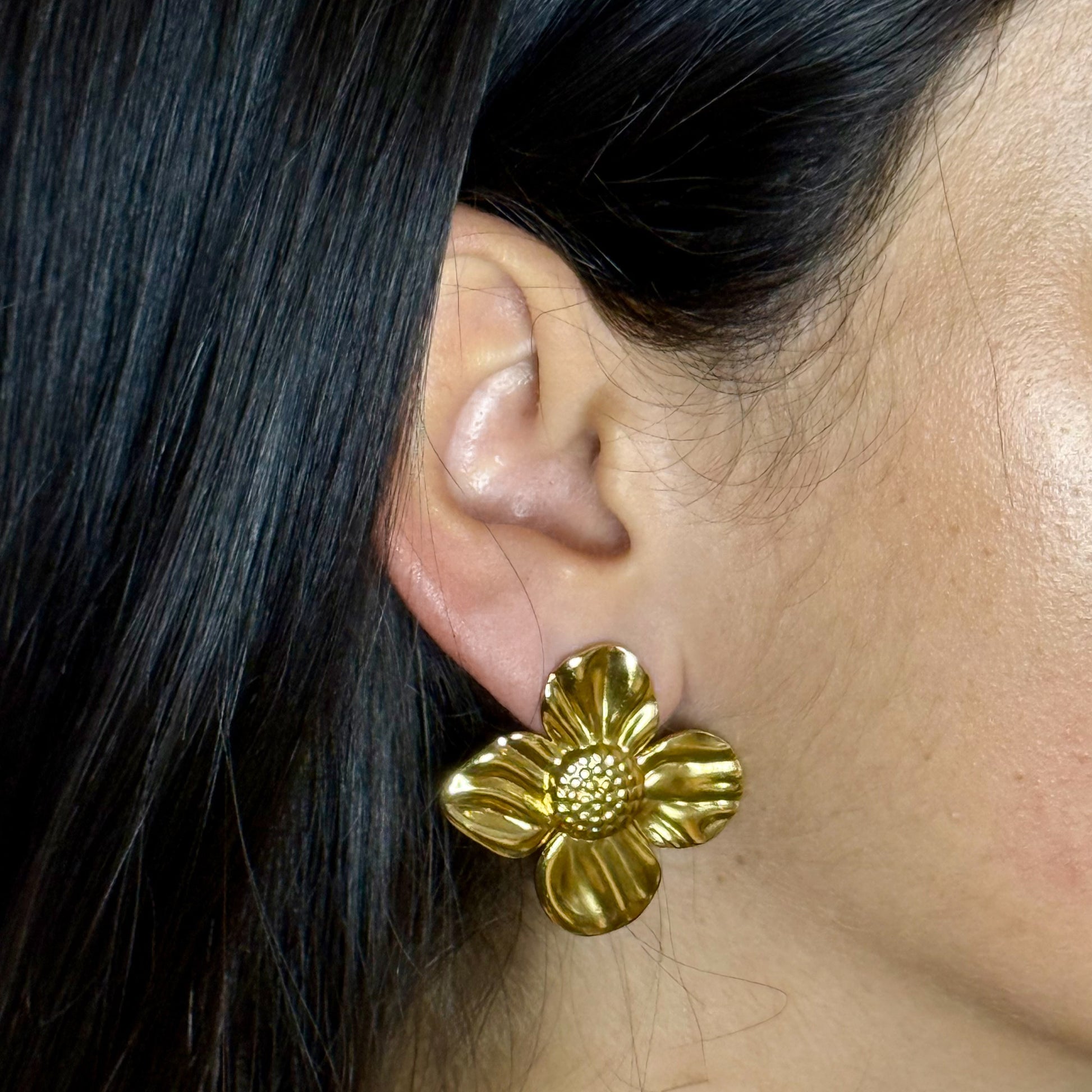 Boucles fleur acier inoxydable