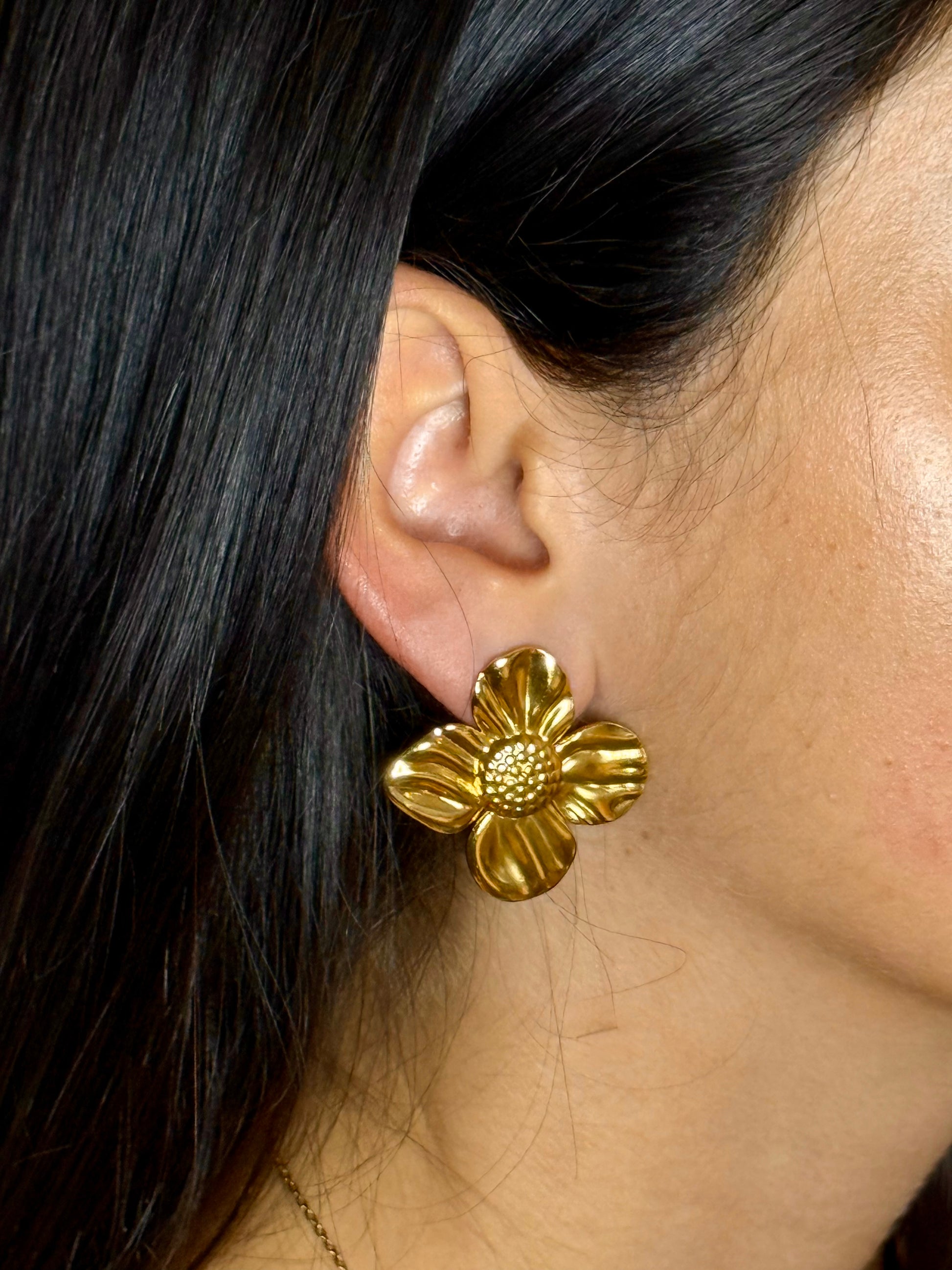 Boucles fleur acier inoxydable