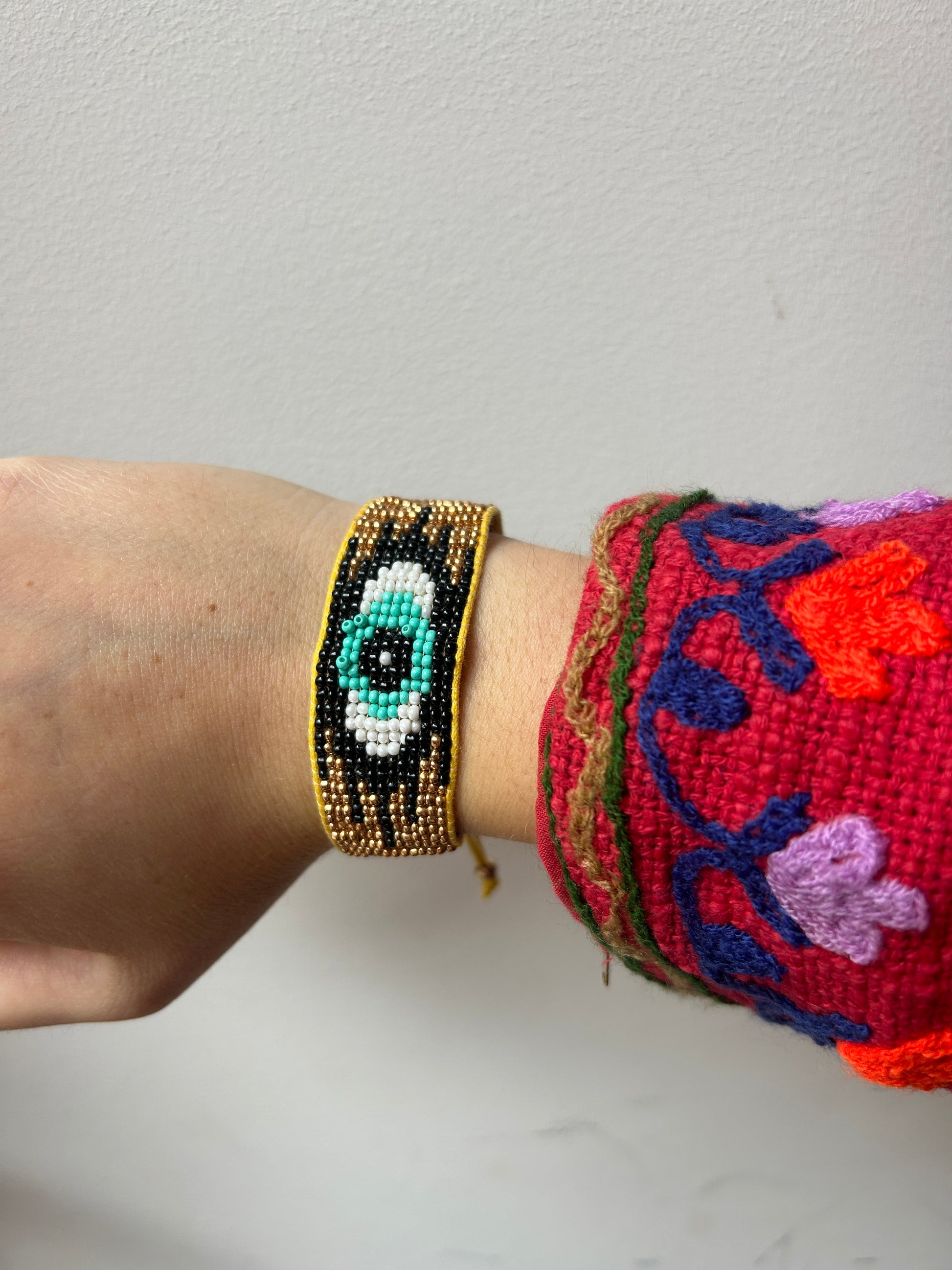 Bracelet femme en Perles Evil Eye Doré