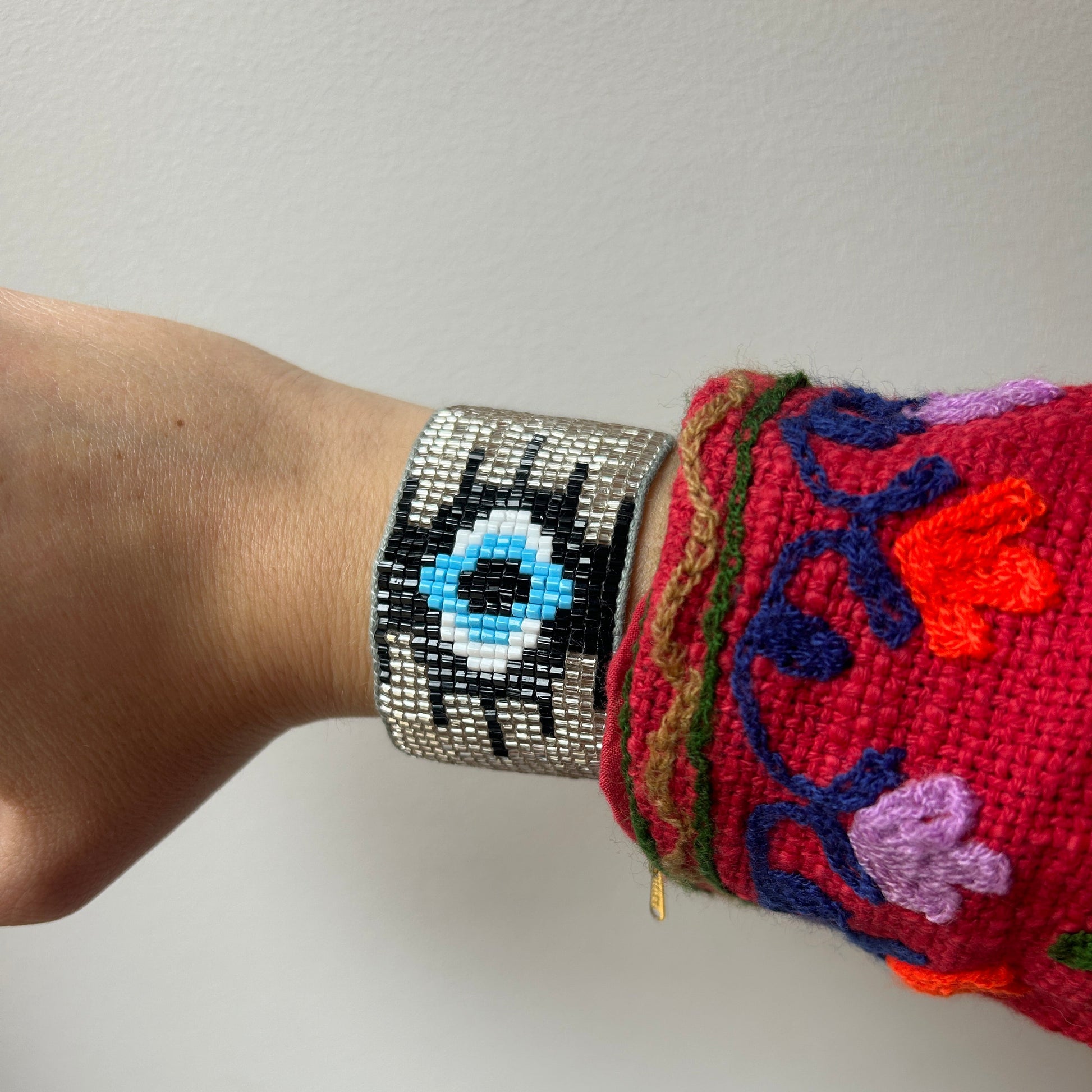 Bracelet femme en Perles Evil Eye Argent
