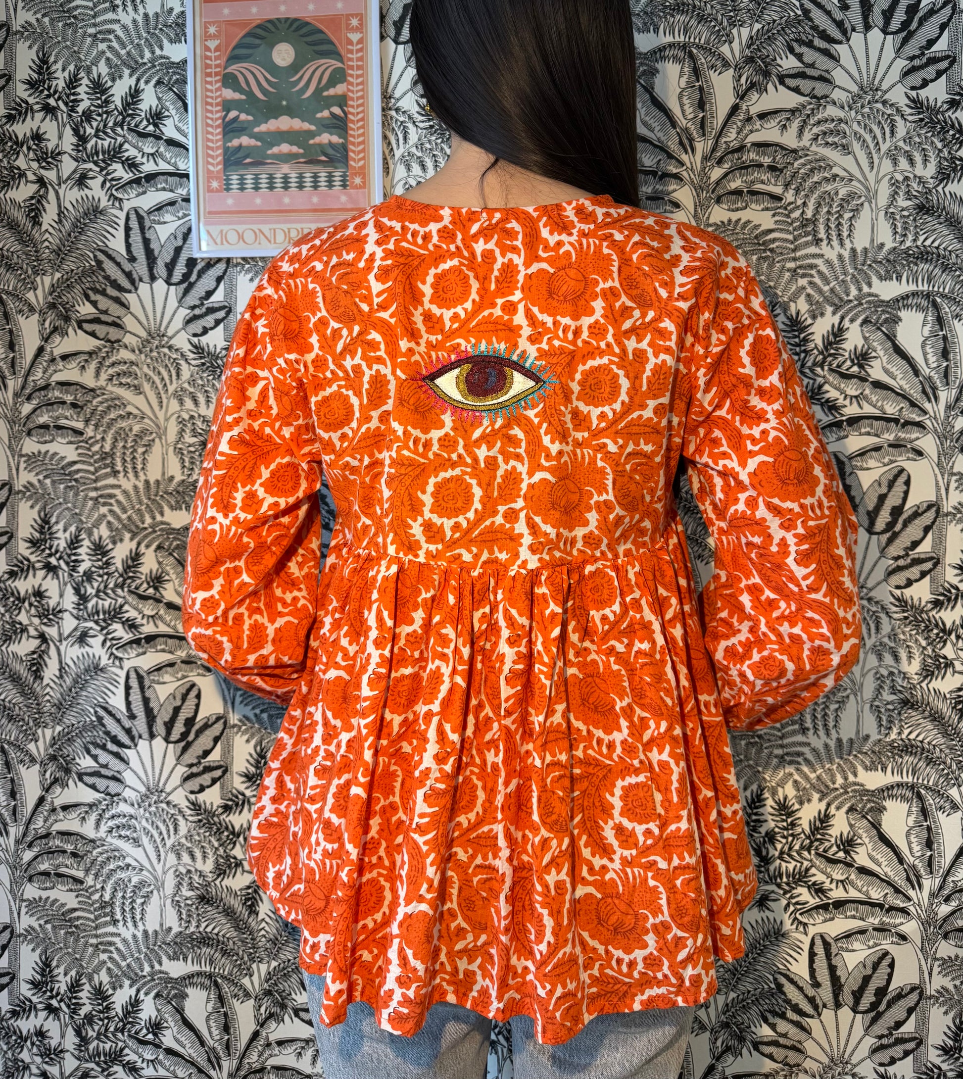 Chemisier fleuri orange