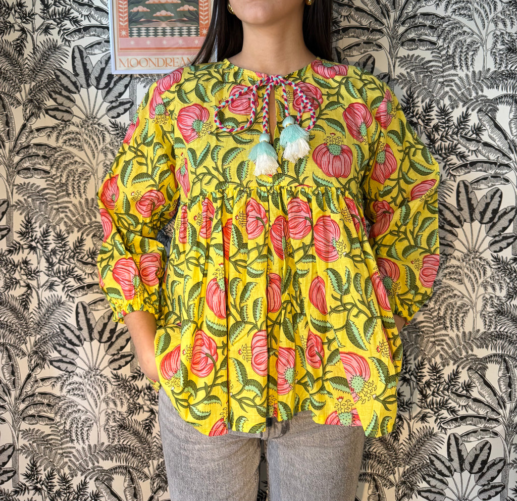 Chemisier fleurs jaunes