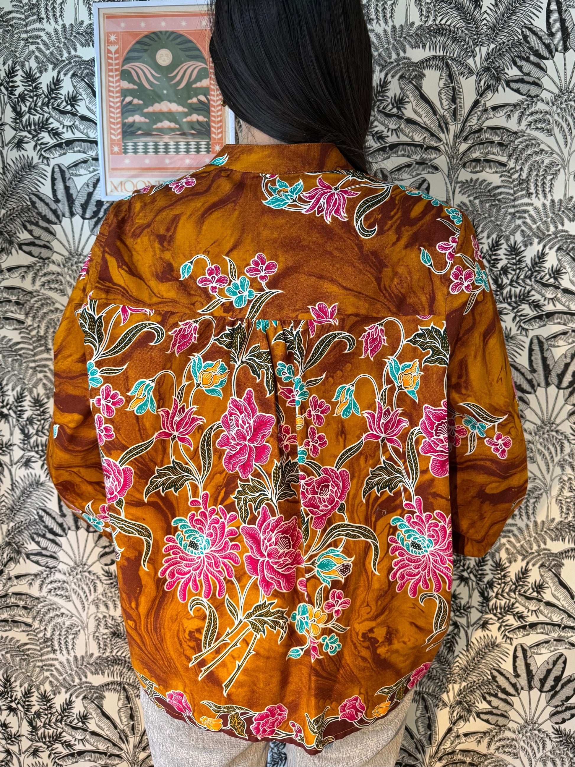 Chemisier fleurs marrons