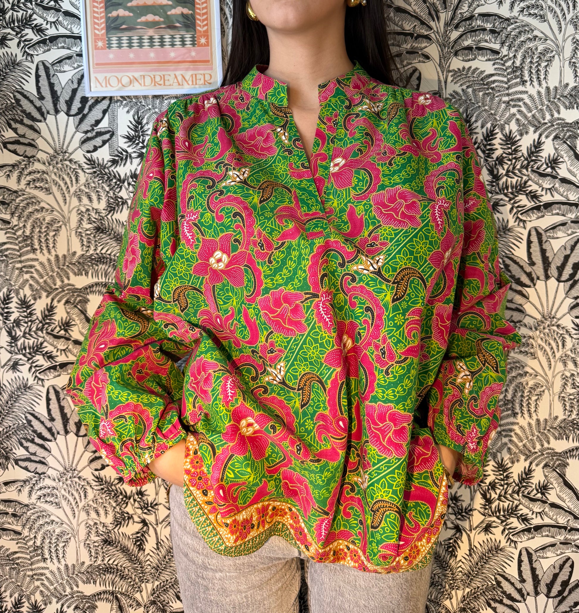 Chemisier à fleurs vert