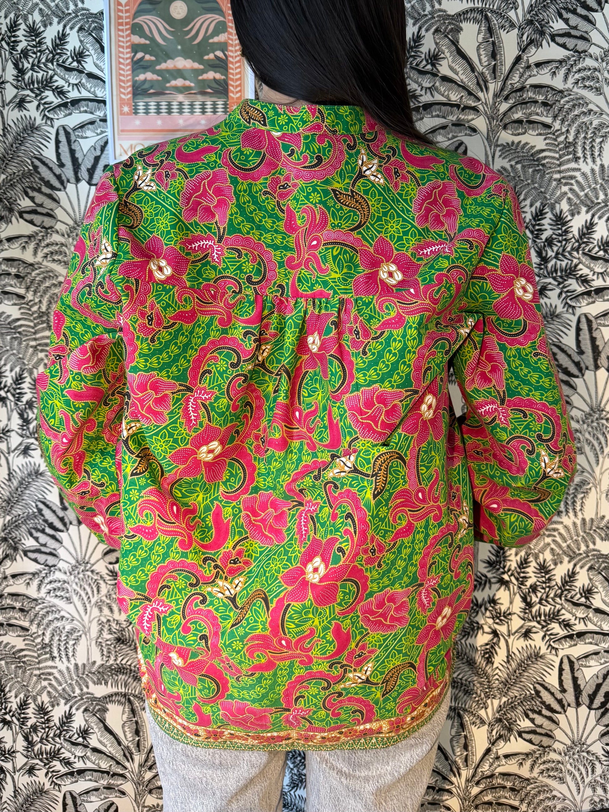 Chemisier à fleurs vert