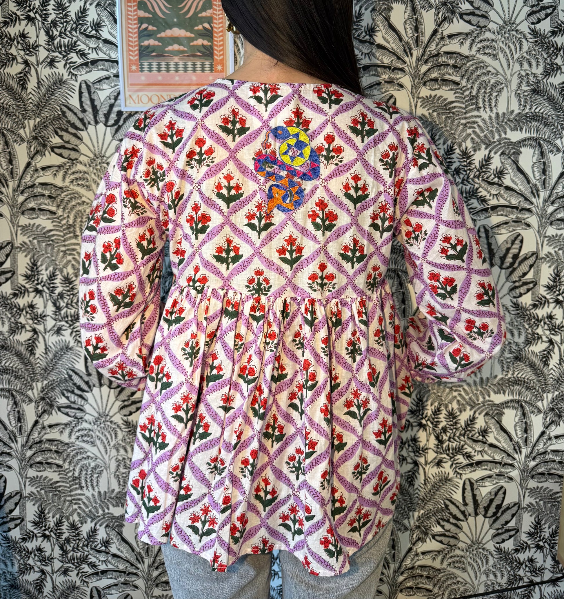 Chemisier fleurs mauves