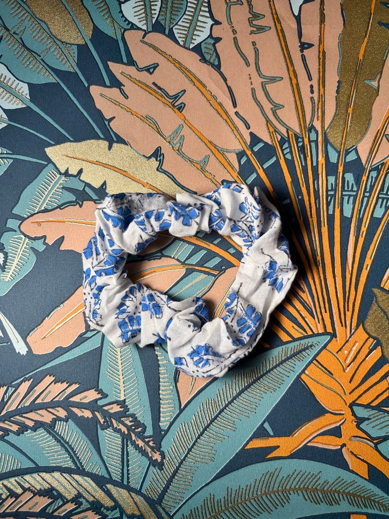 Chouchou fleurs bleu