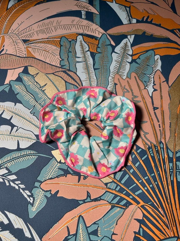 Chouchou fleurs bleu