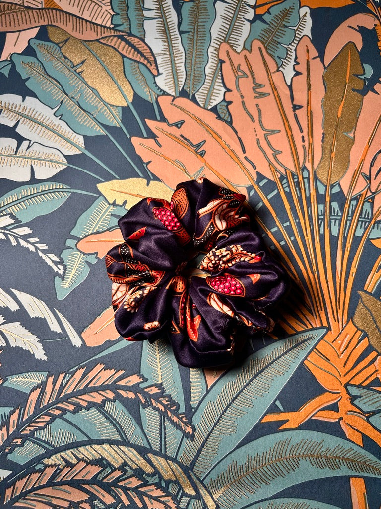 Chouchou satiné bleu marine