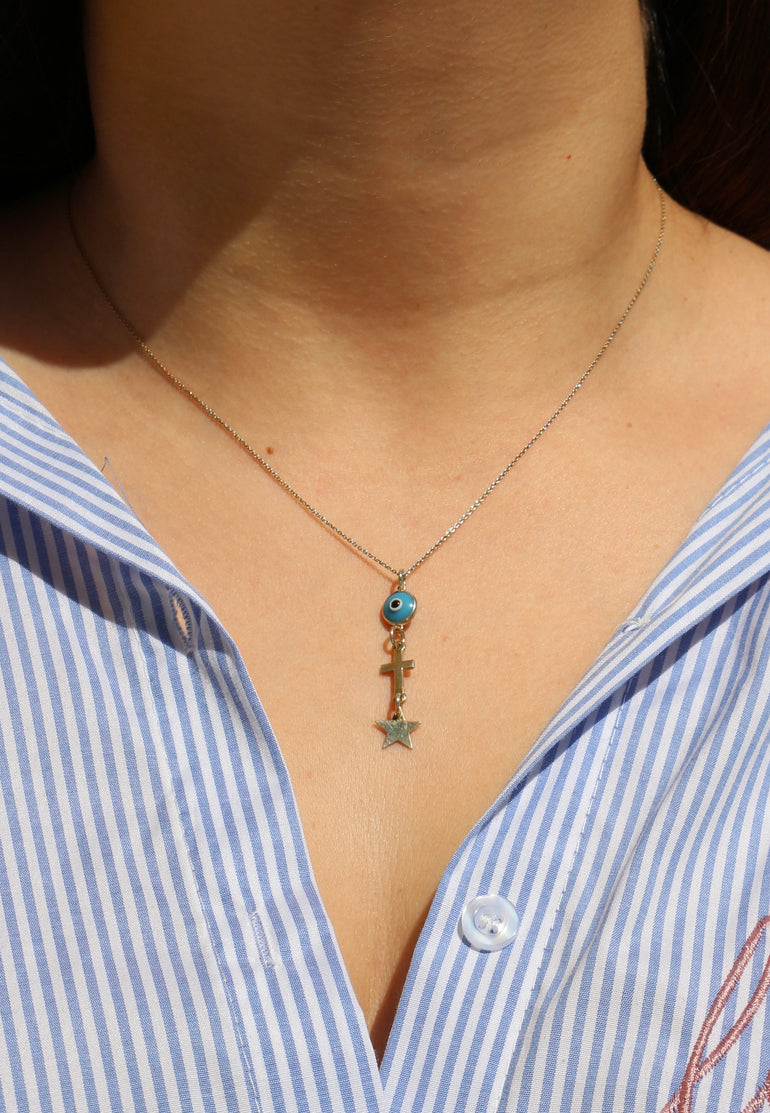 Collier Argent Love is my Religion Bleu - Jolly Jungle