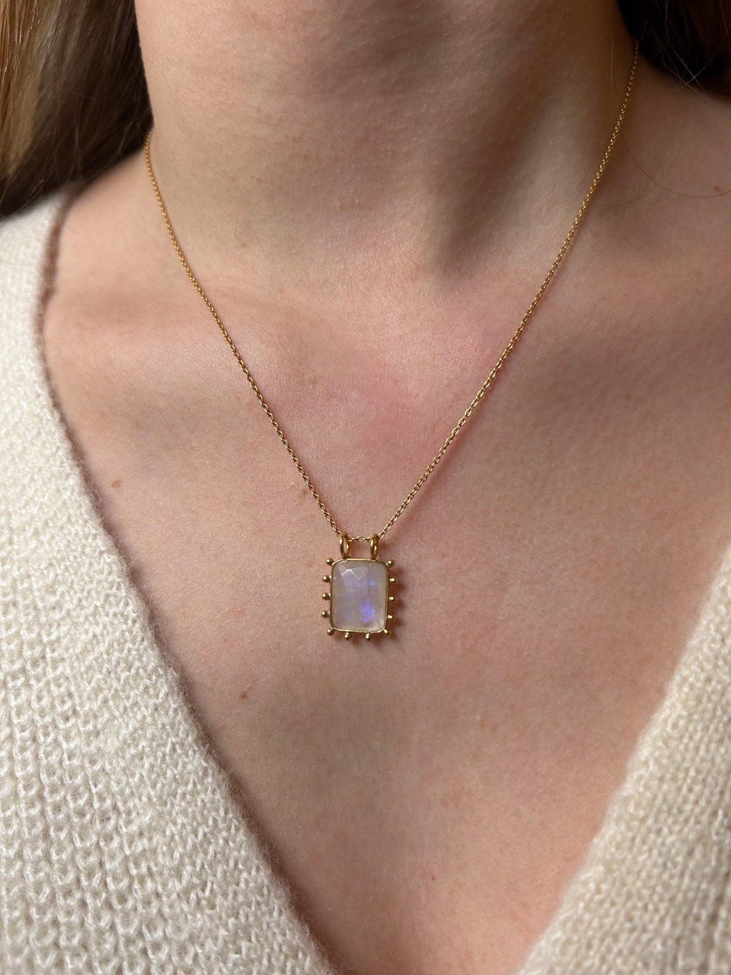 Bali Moonstone Silver Plated Gold Necklace