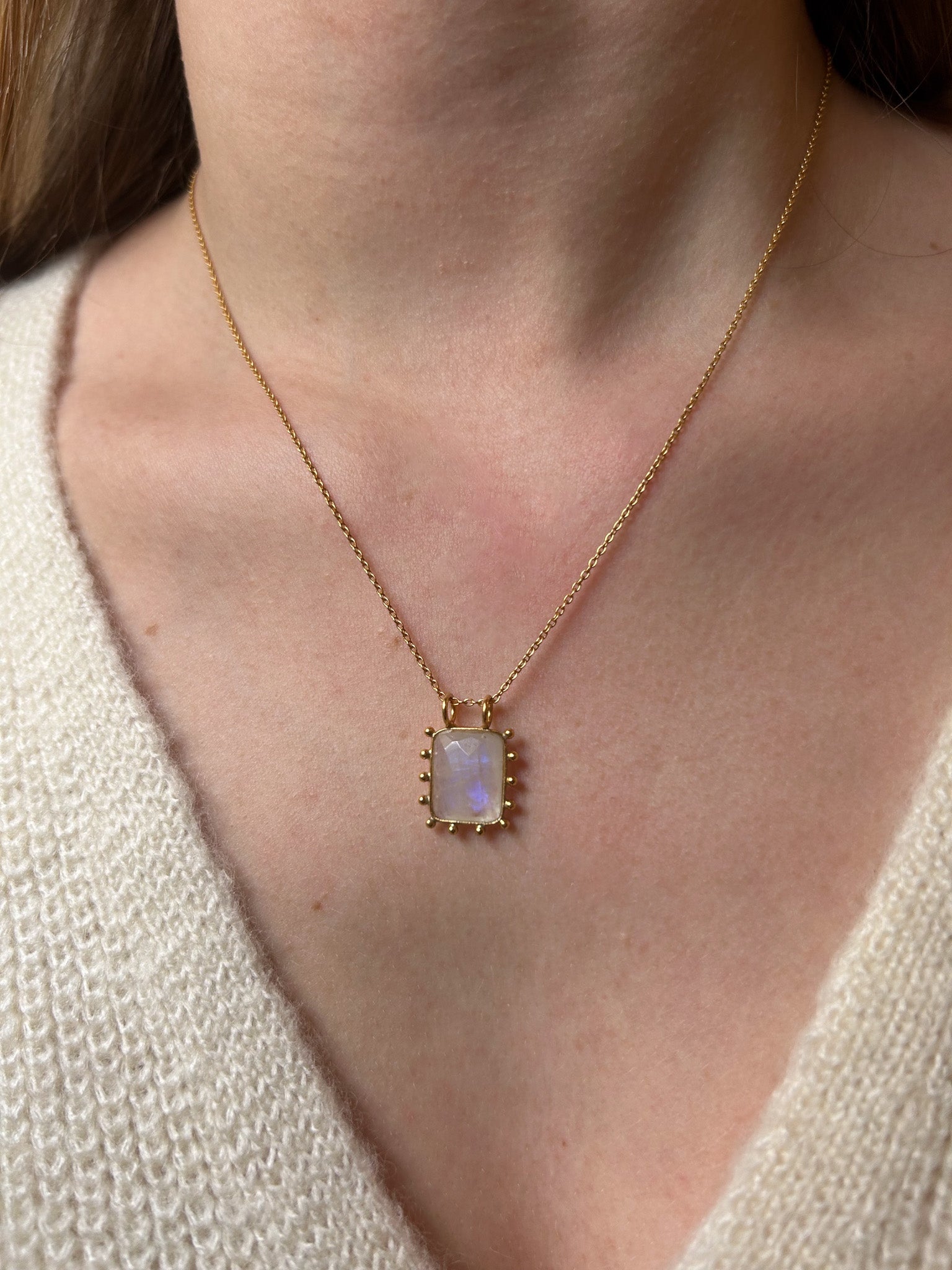 Bali Moonstone Silver Plated Gold Necklace
