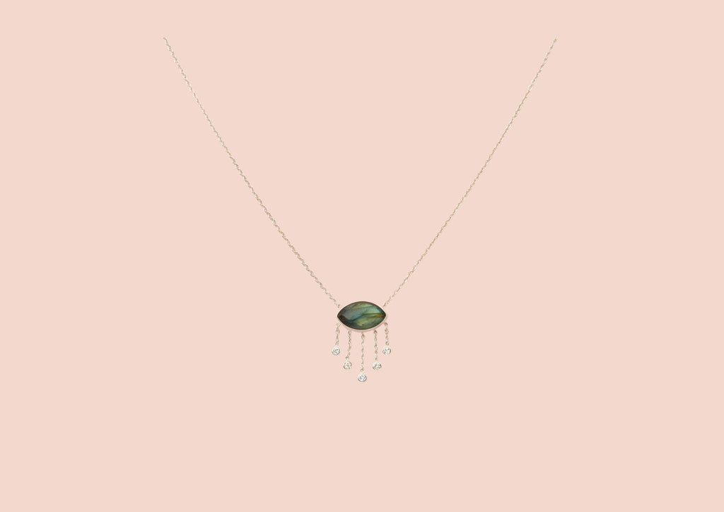 Collier Evil Eyes Labradorite Argent