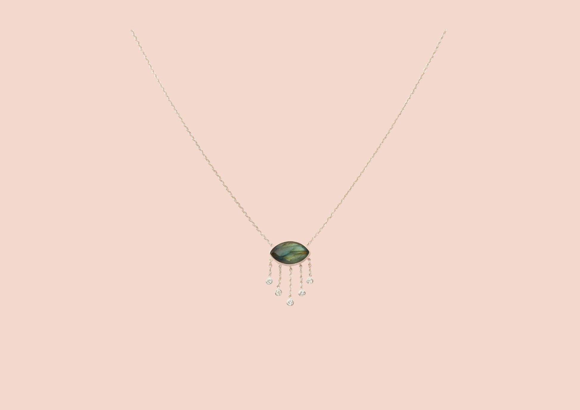 Collier Evil Eyes Labradorite Argent