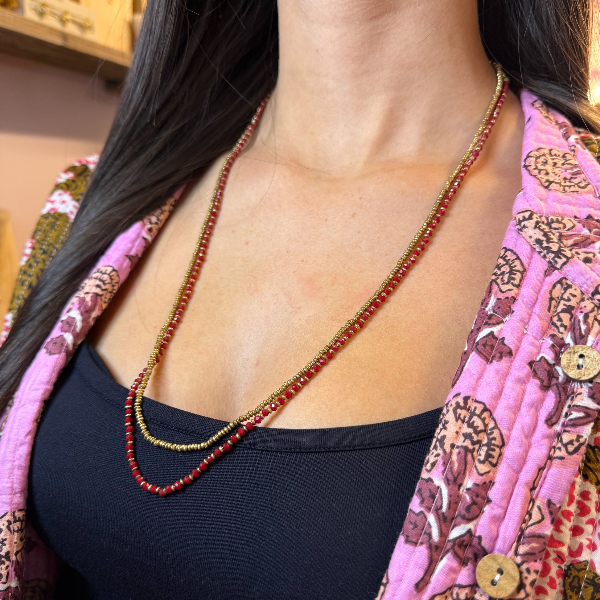 Collier Laiton Jaipur Rouge