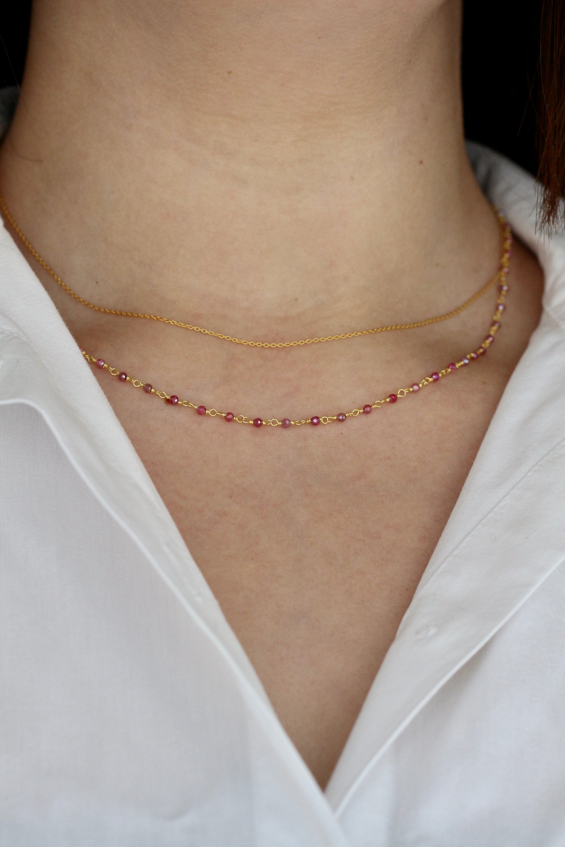 Collier Paloma Argent Plaqué Or Topaze Rose