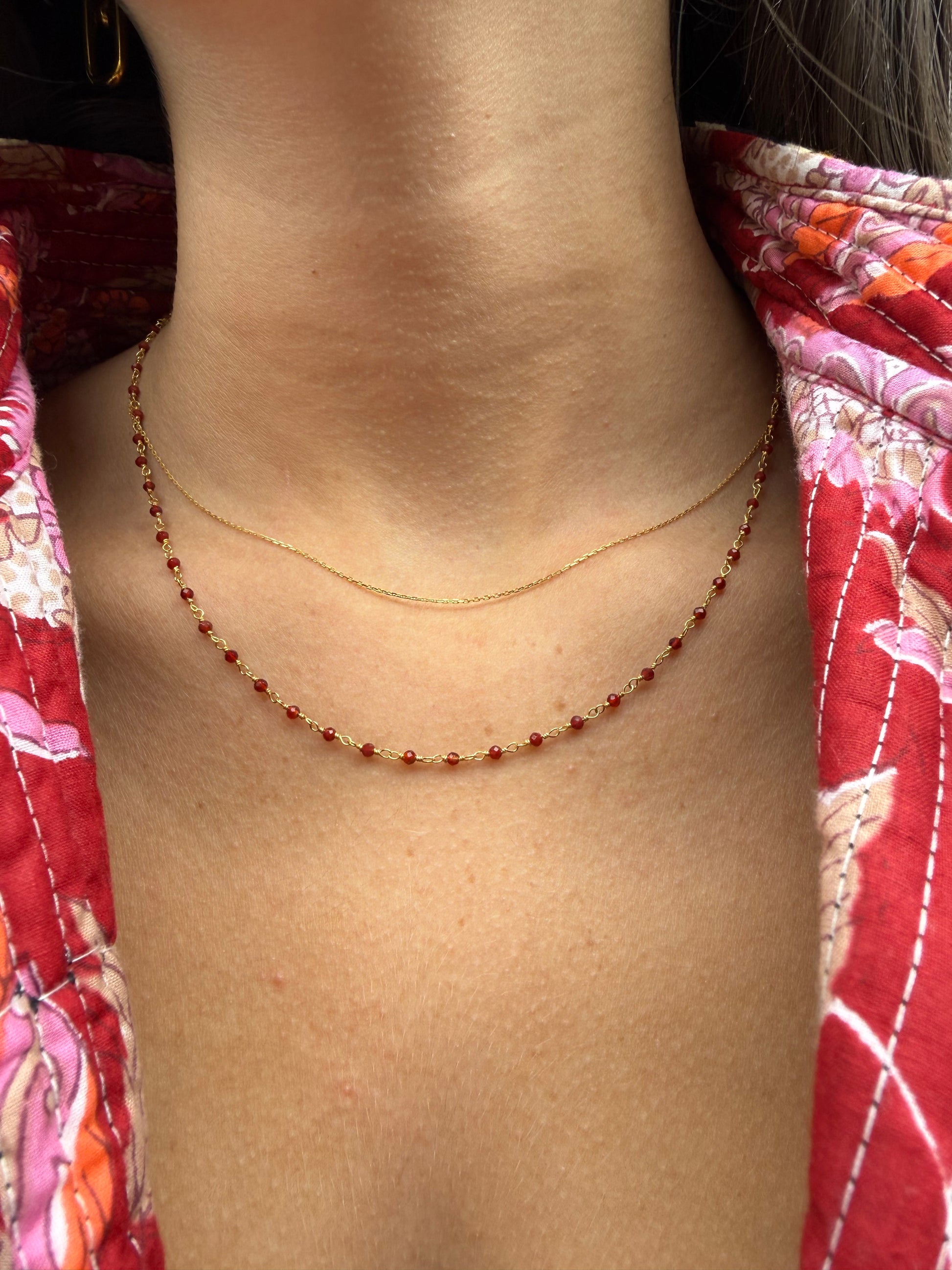 Double Paloma Silver Gold Plated Carnelian Necklace