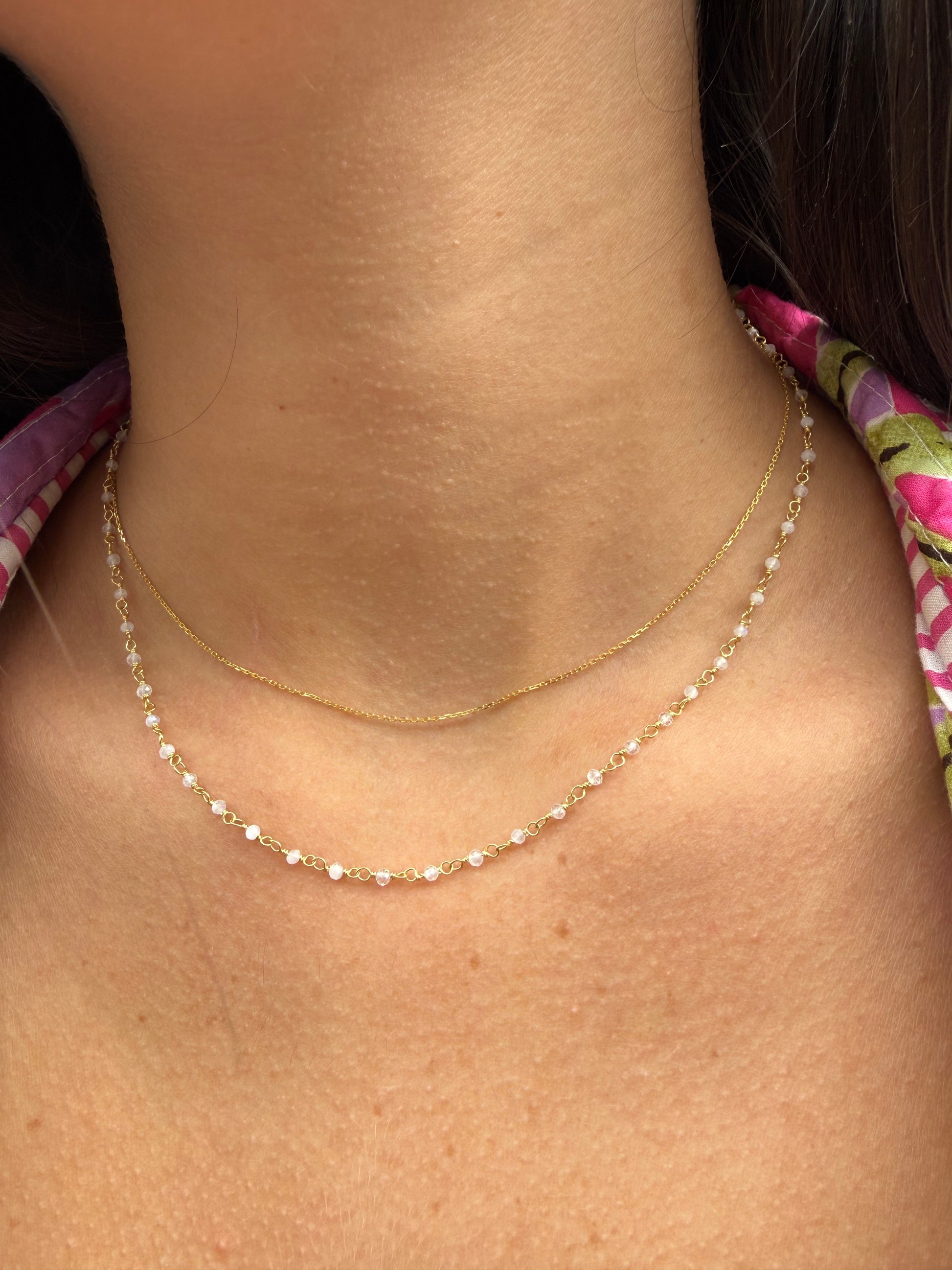Double Paloma Silver Gold Plated Moonstone Necklace