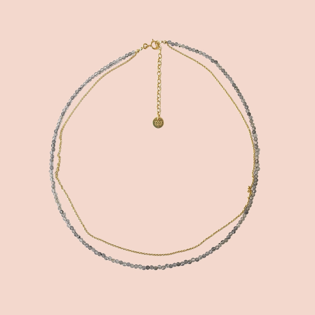 Collier ras du cou argent plaqué or iolite Jolly Jungle