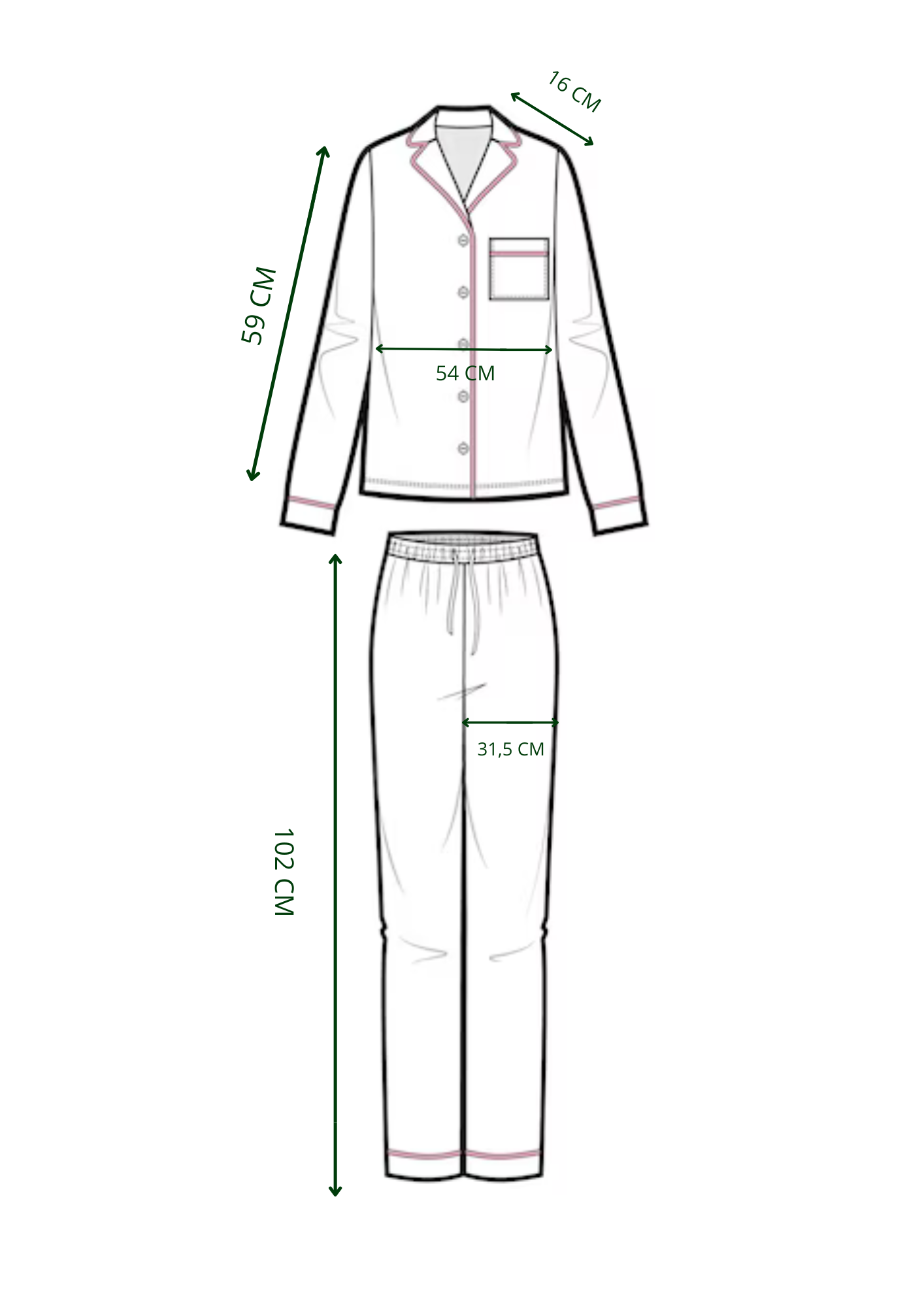 Croquis Pyjama cœur rose