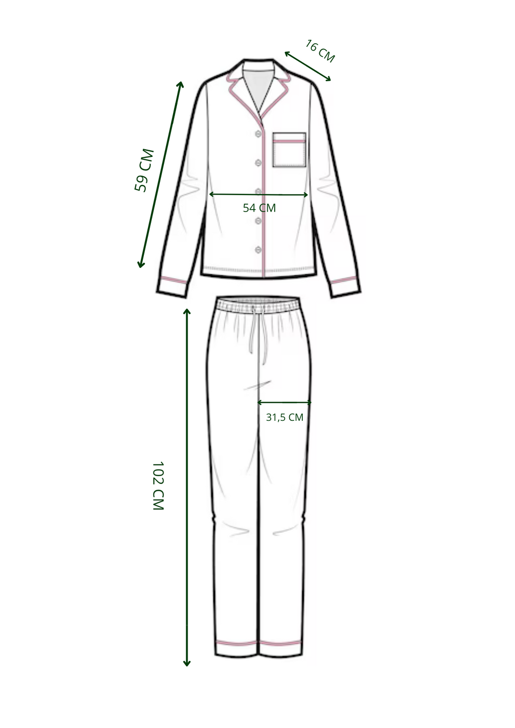 Croquis Pyjama cœurs bleu