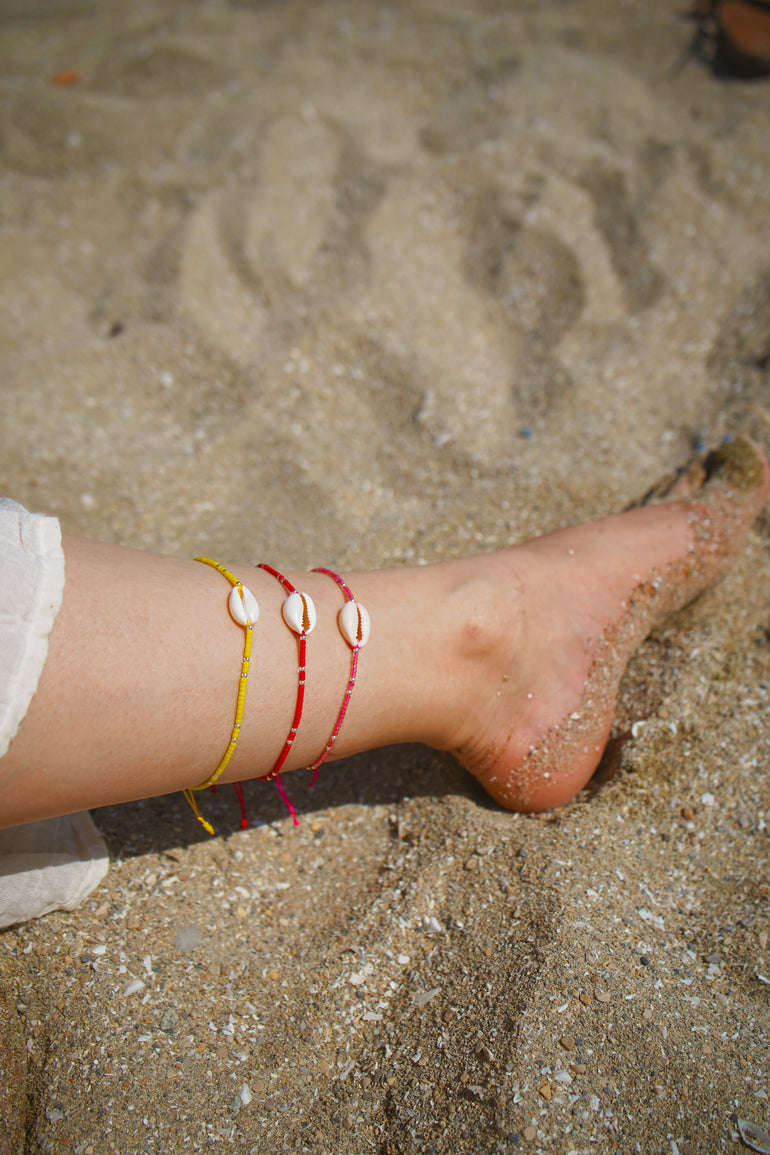 Bracelet Cheville Cauri Rouge - Jolly Jungle