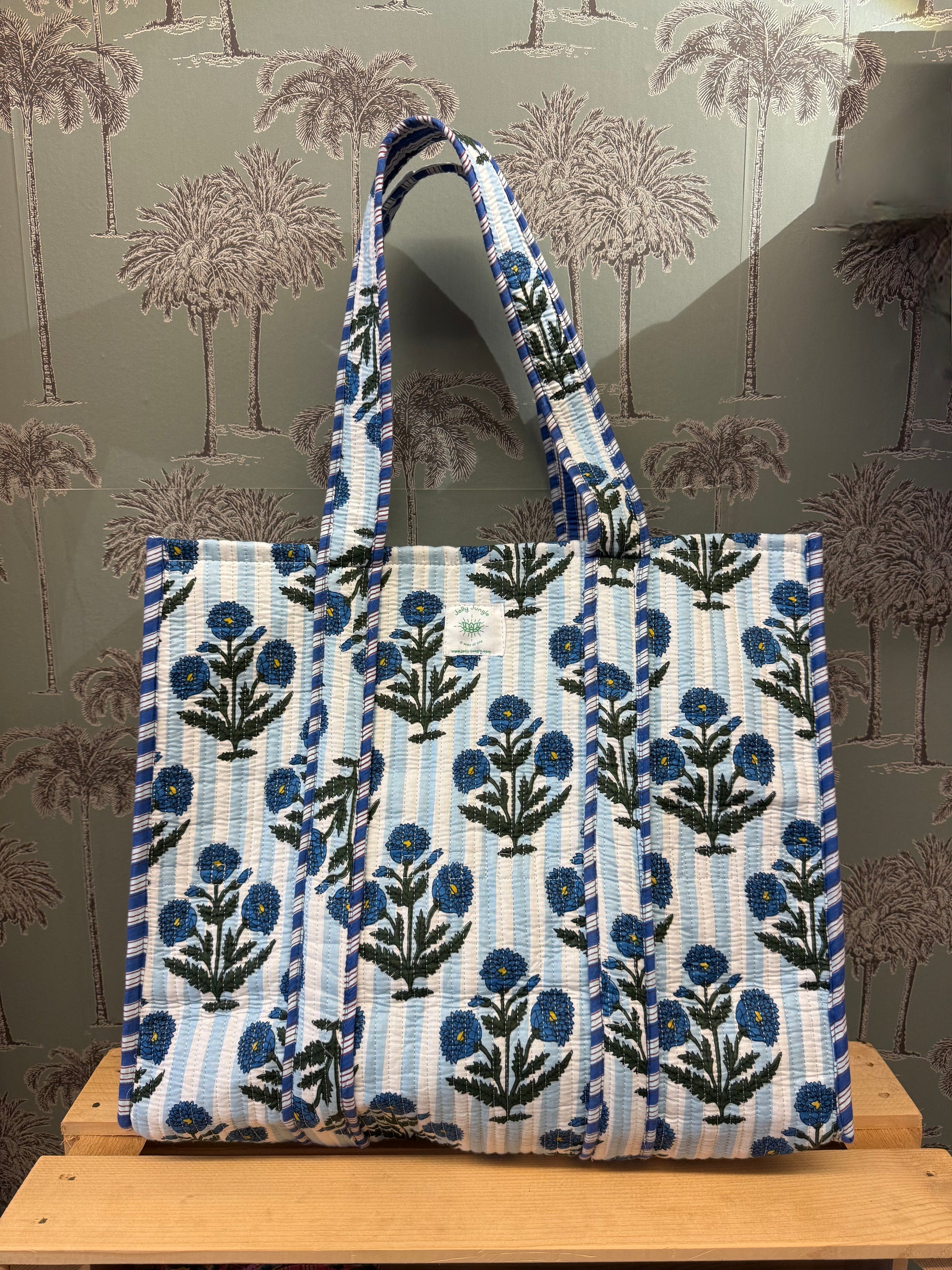 Sac Tote bleu rayé