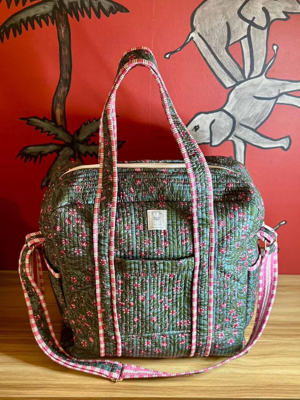 Large Green and Pink Bag