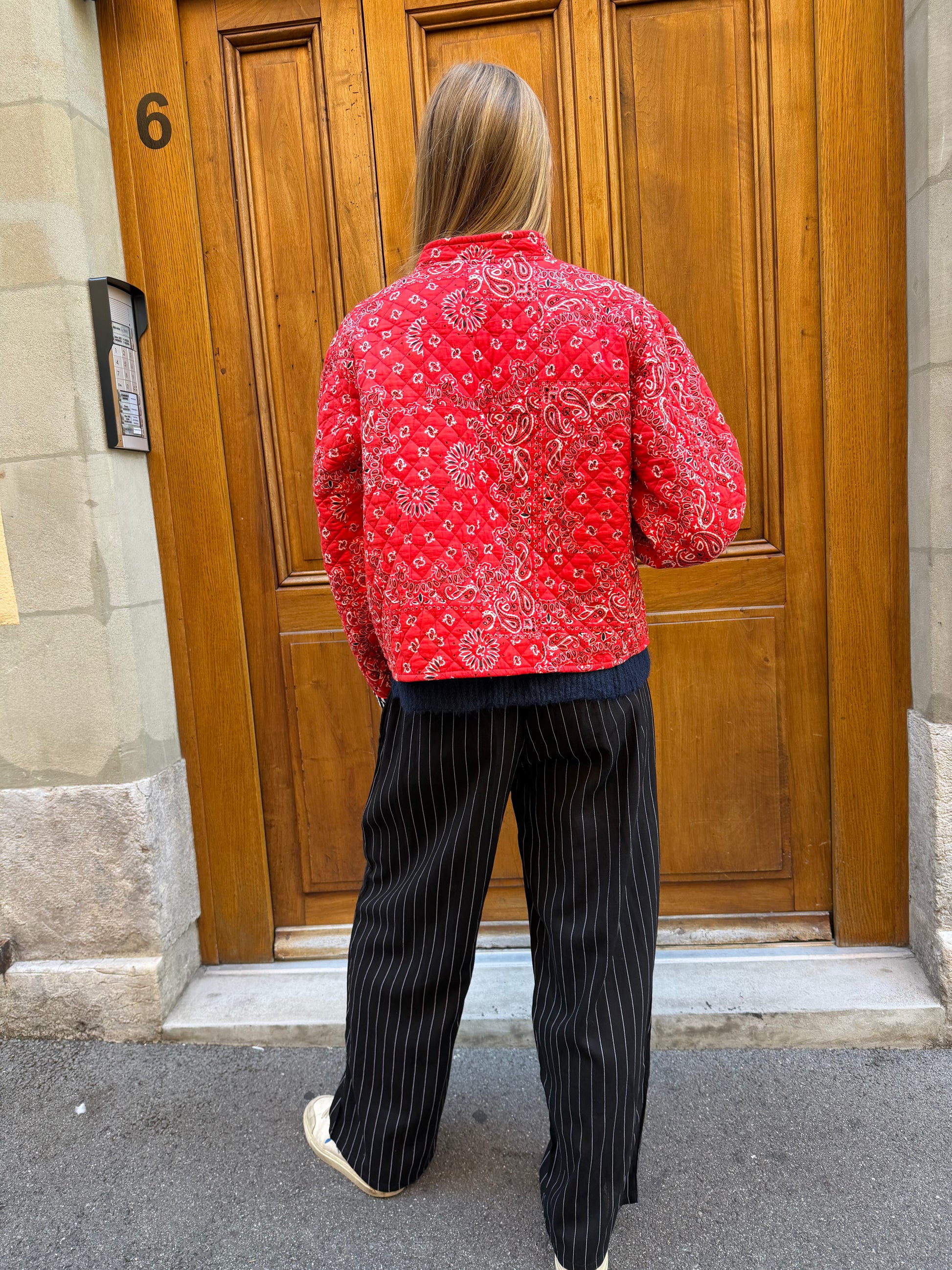 Veste Naya Bandana rouge rayé petits coeurs (Réversible)