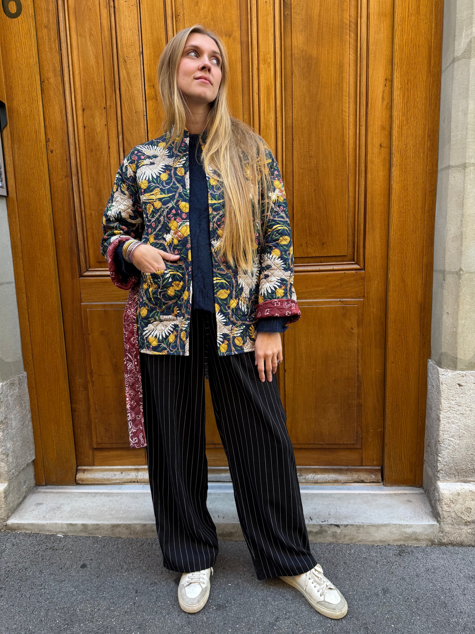 Veste Noire Cacatoès Bandana Bordeaux