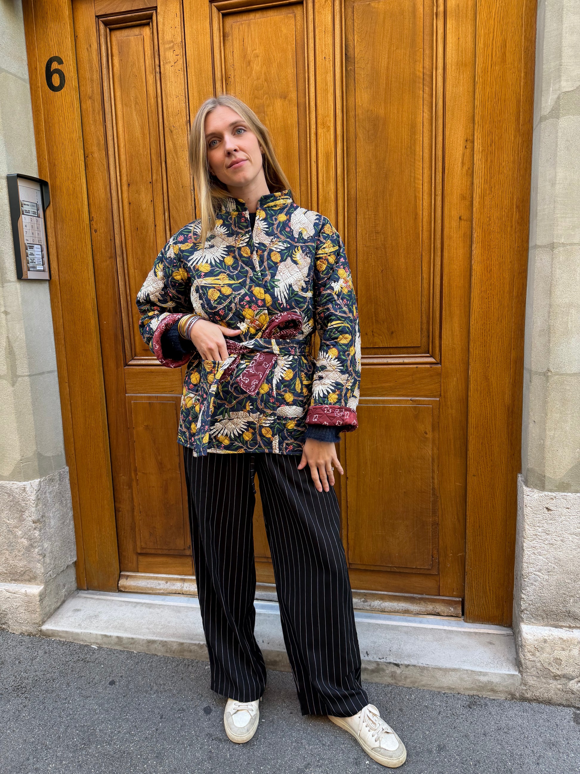 Veste Noire Cacatoès Bandana Bordeaux