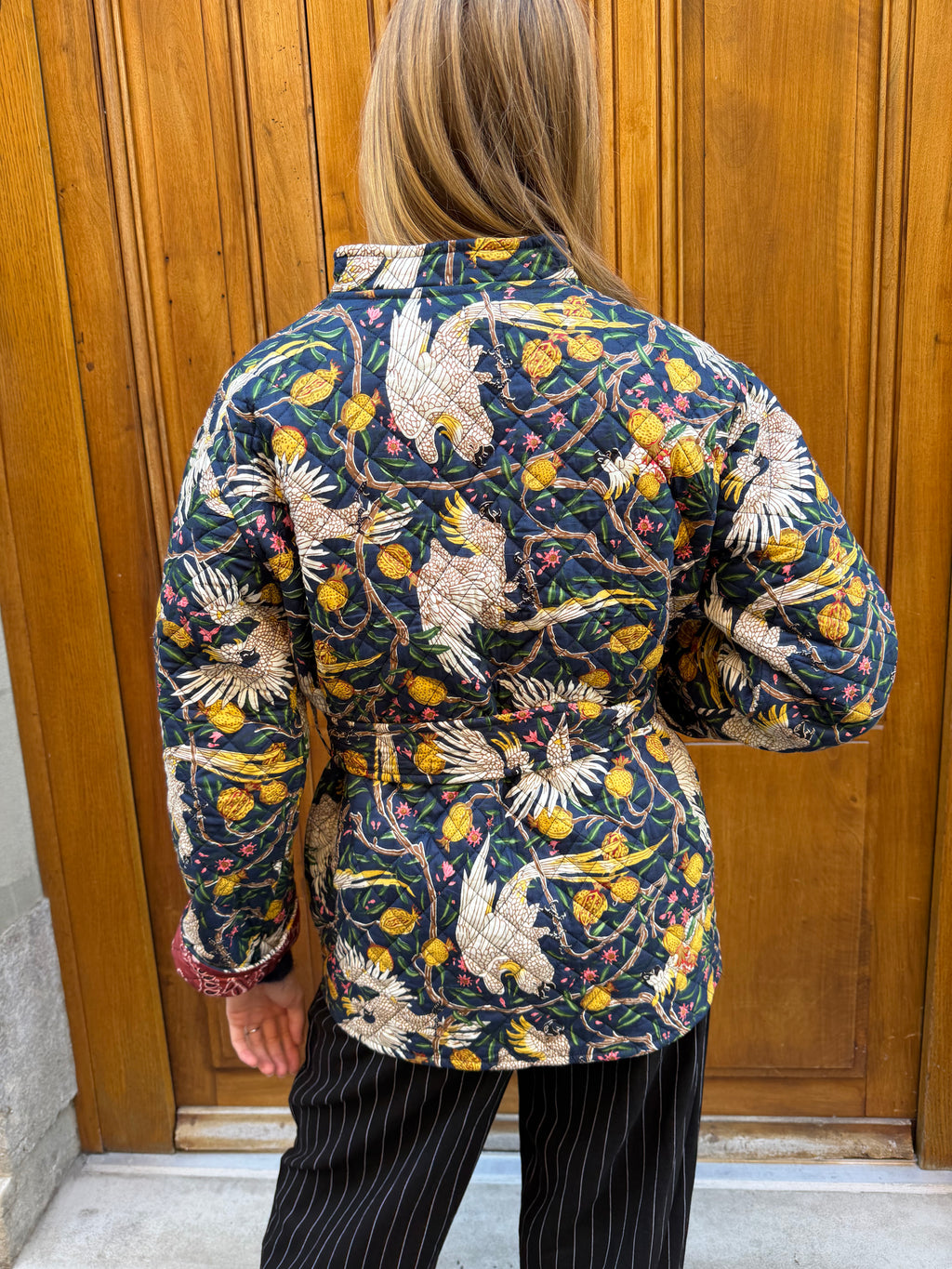 Veste Noire Cacatoès Bandana Bordeaux