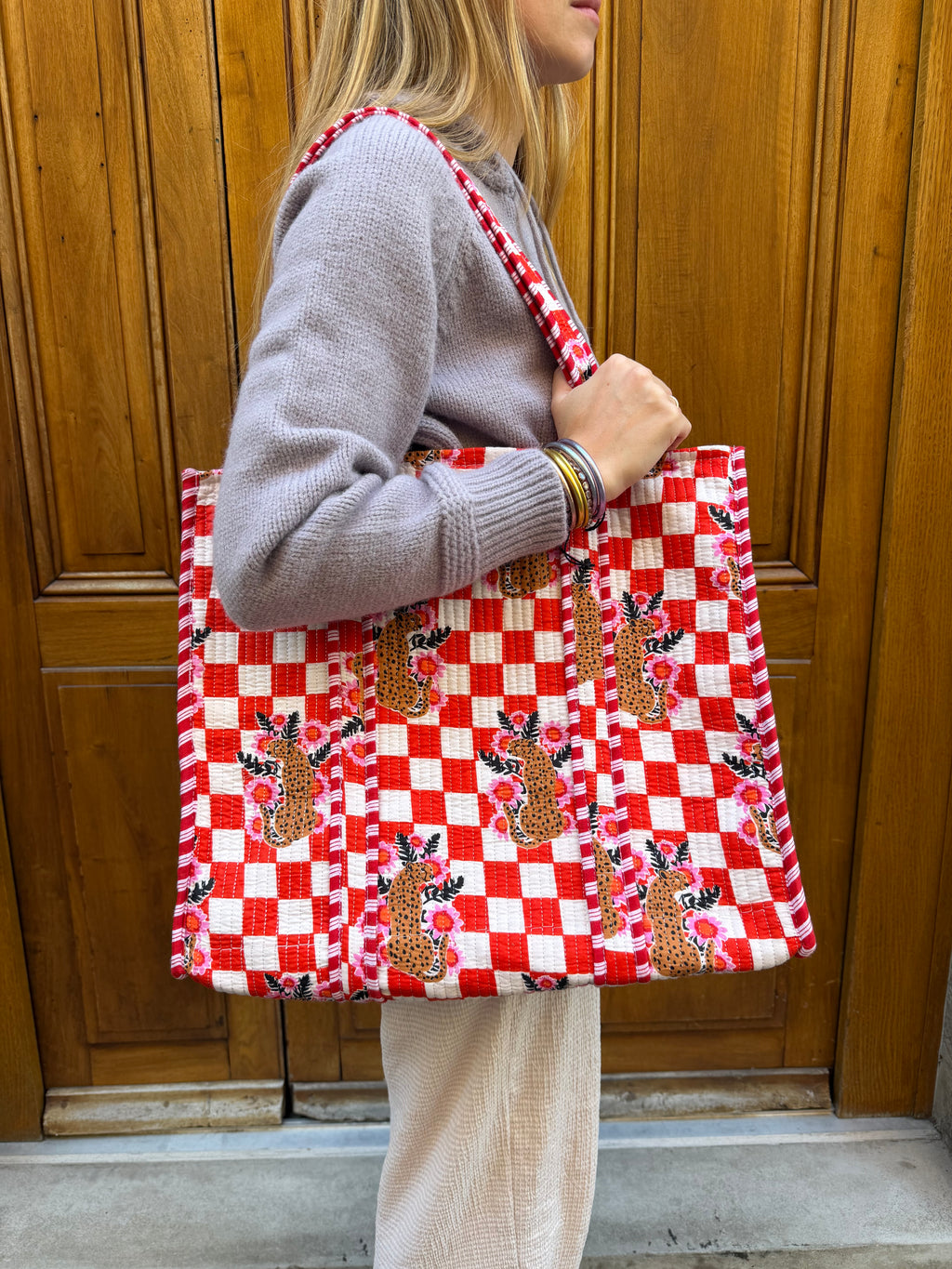 Sac tote Carreaux Léopard