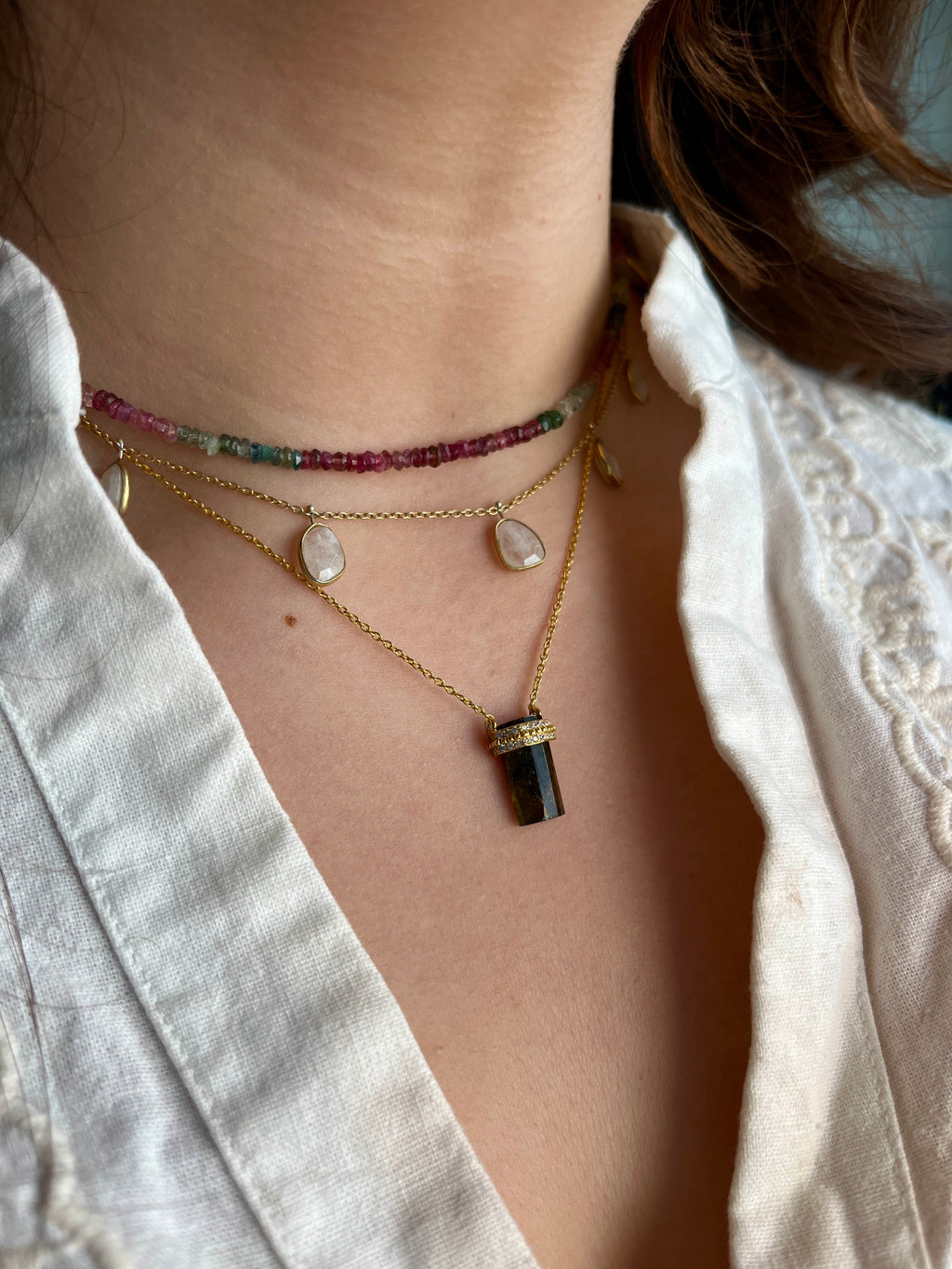 Collier way Pierre de Lune Argent Plaqué Or - Jolly Jungle