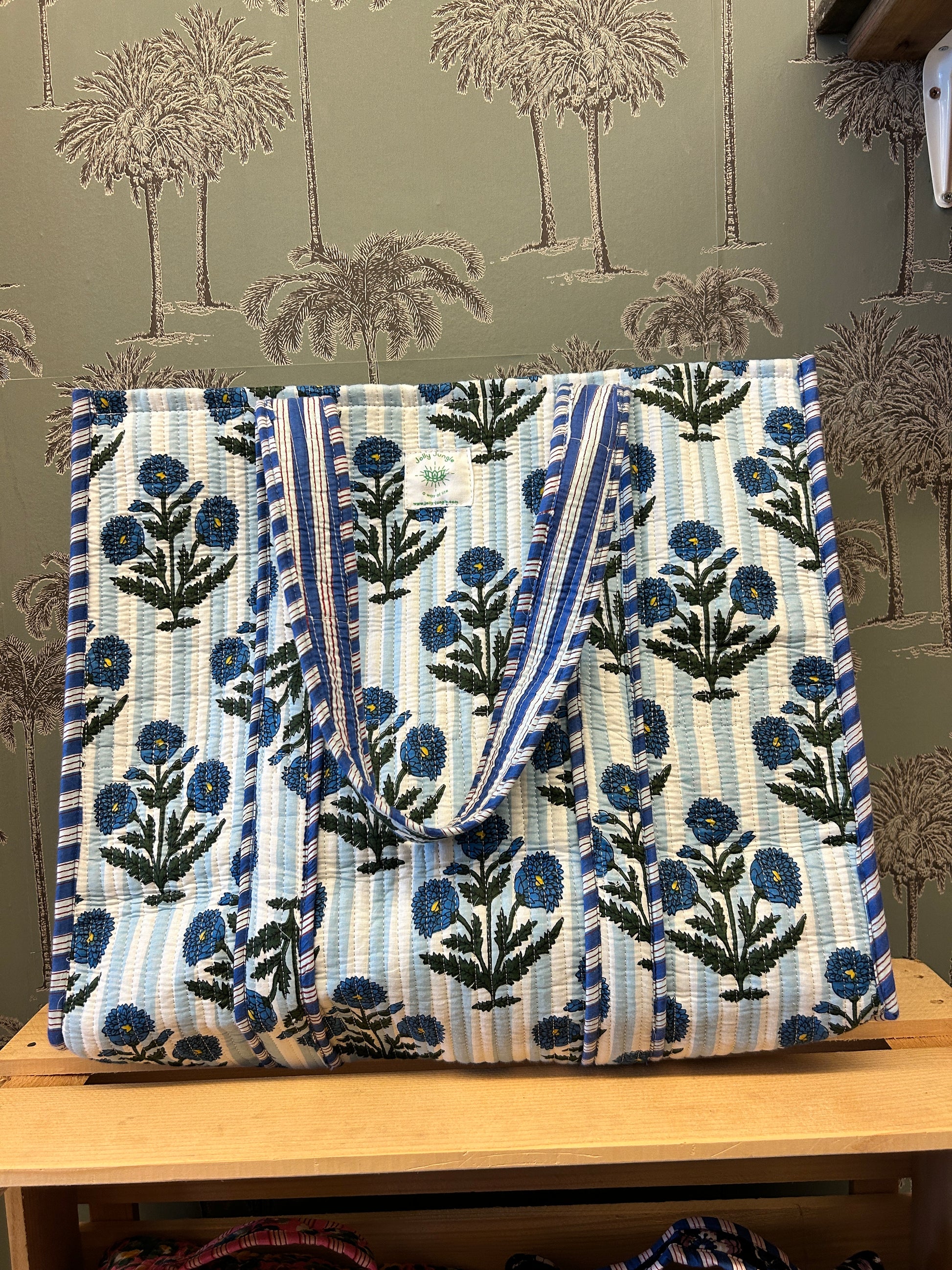 Sac Tote bleu rayé