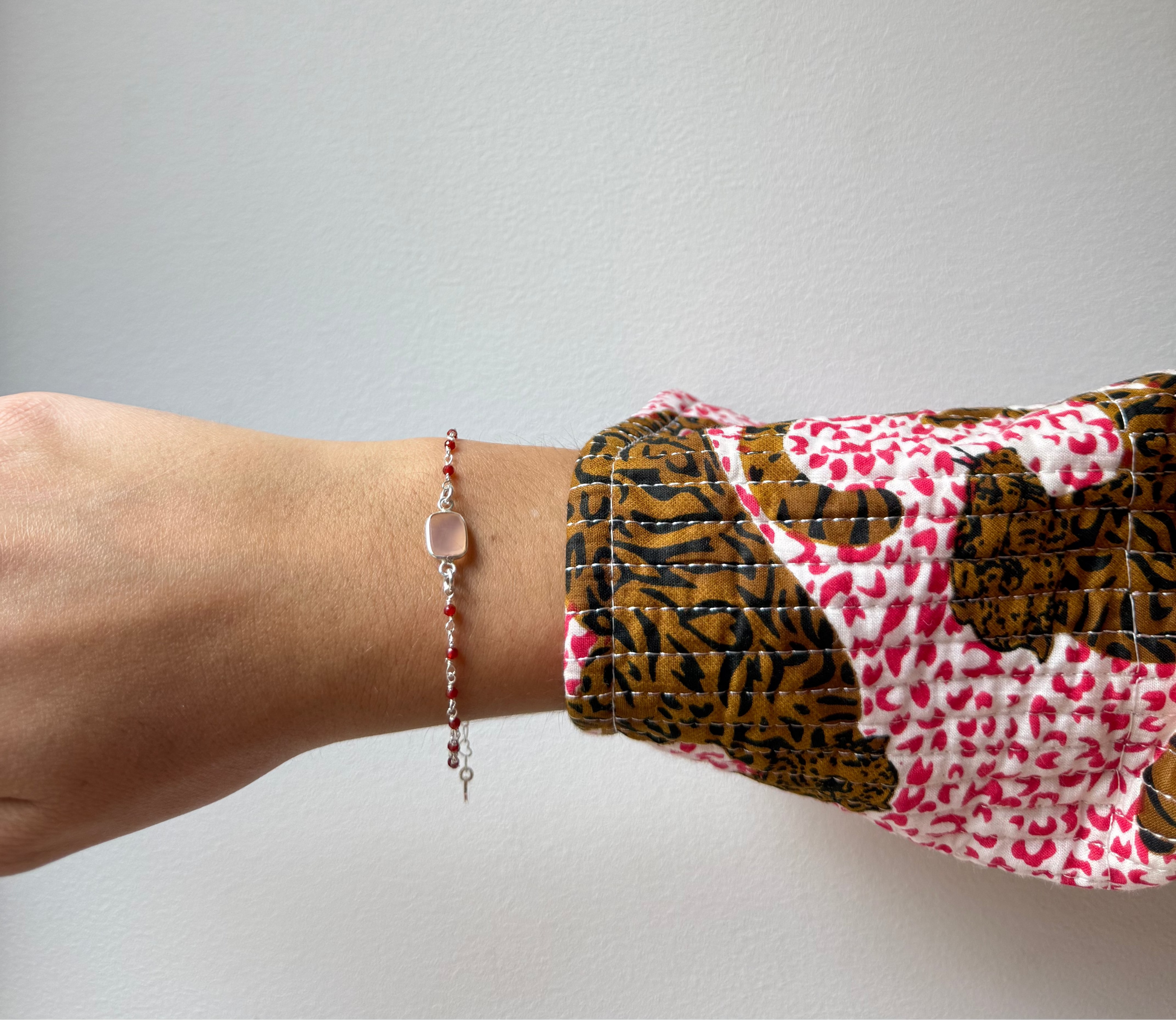 Bracelet femme Khali Argent Cornaline Strawbery Quartz