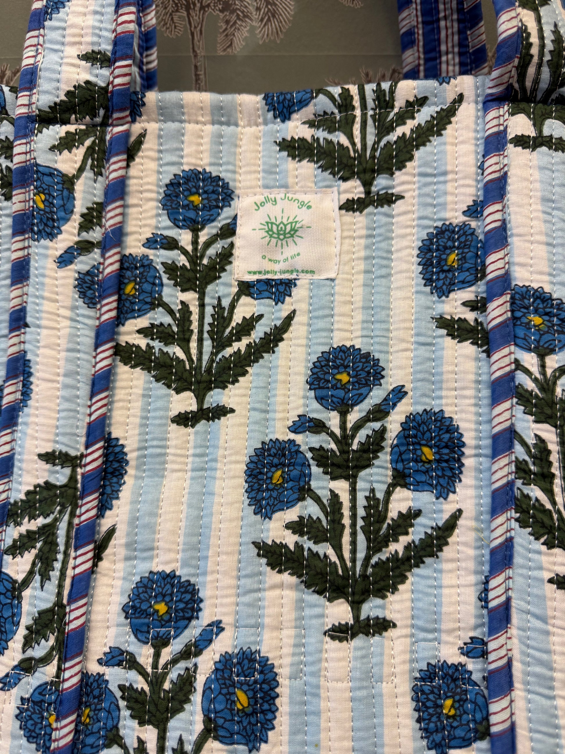 Sac Tote bleu rayé