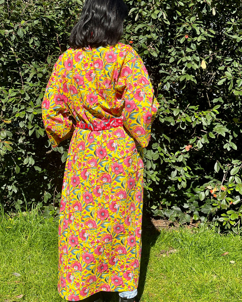 Kimono Long Rose et Jaune