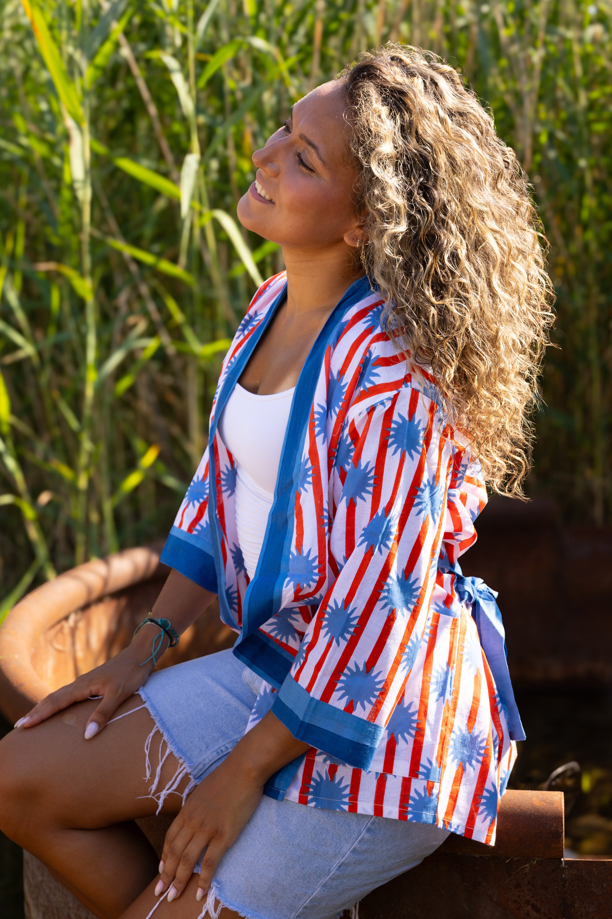 Kimono Mi-Long Soleils Bleus