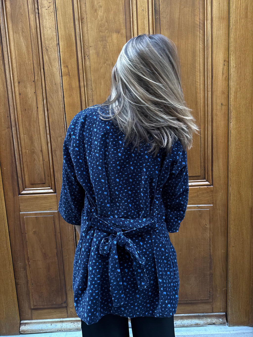 Kimono Velour Jungle Lounge Léopard Bleu