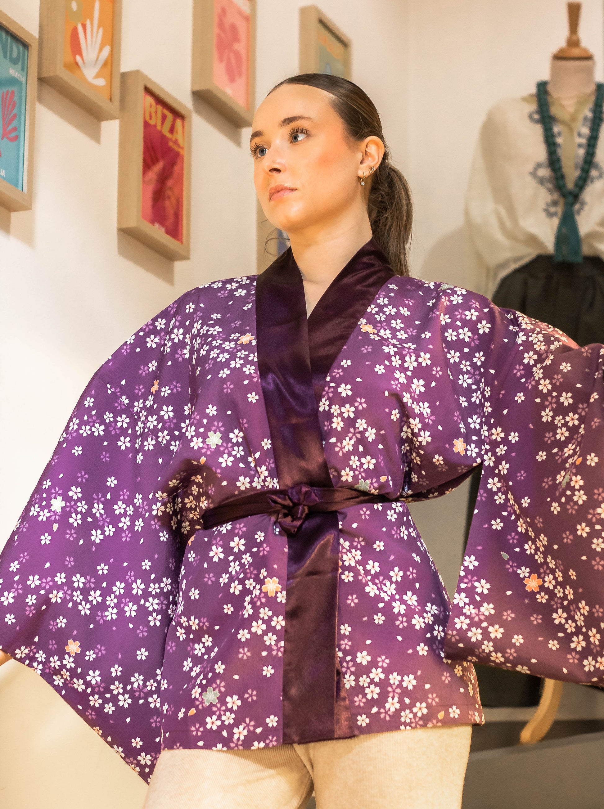 Violet Floral Kimono
