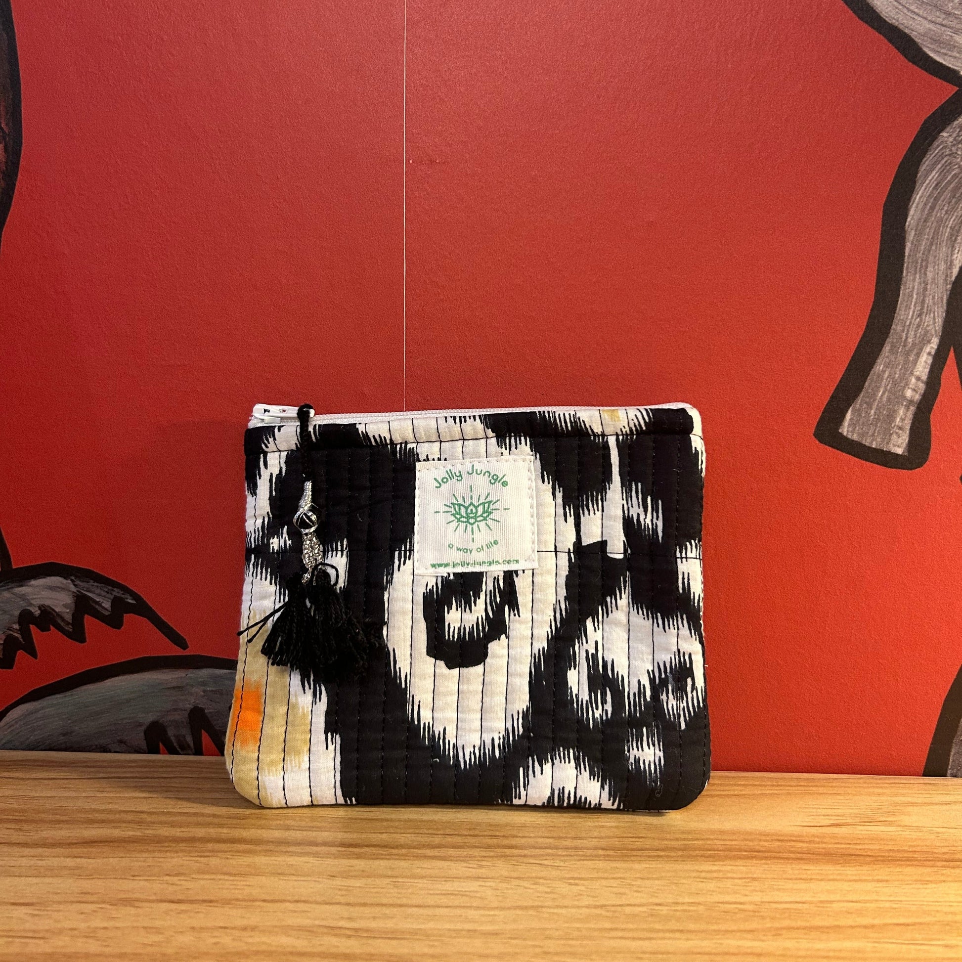 Mini Pochette Ikat Noir / Orange