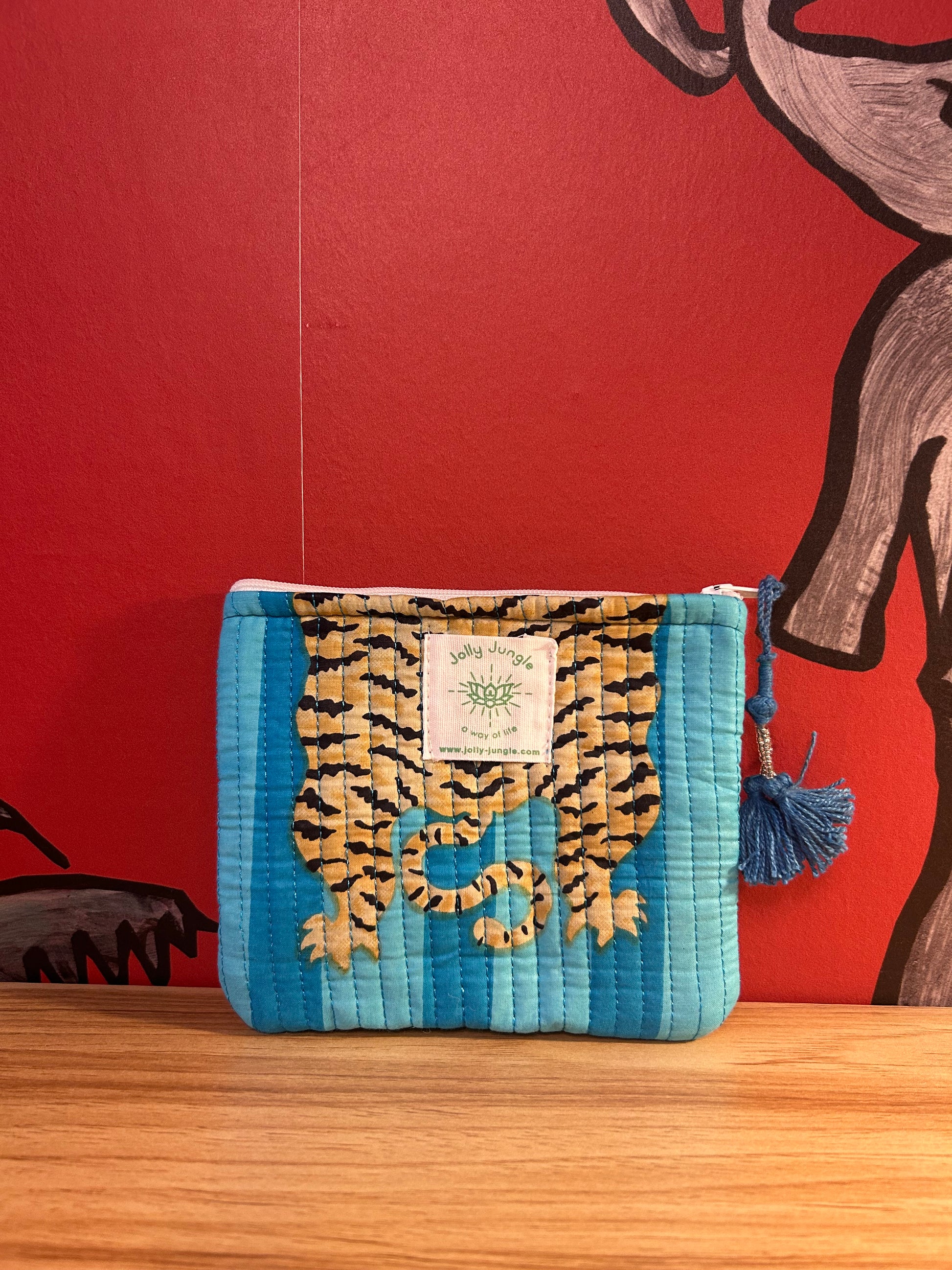 Mini Pochette Tigre Turquoise
