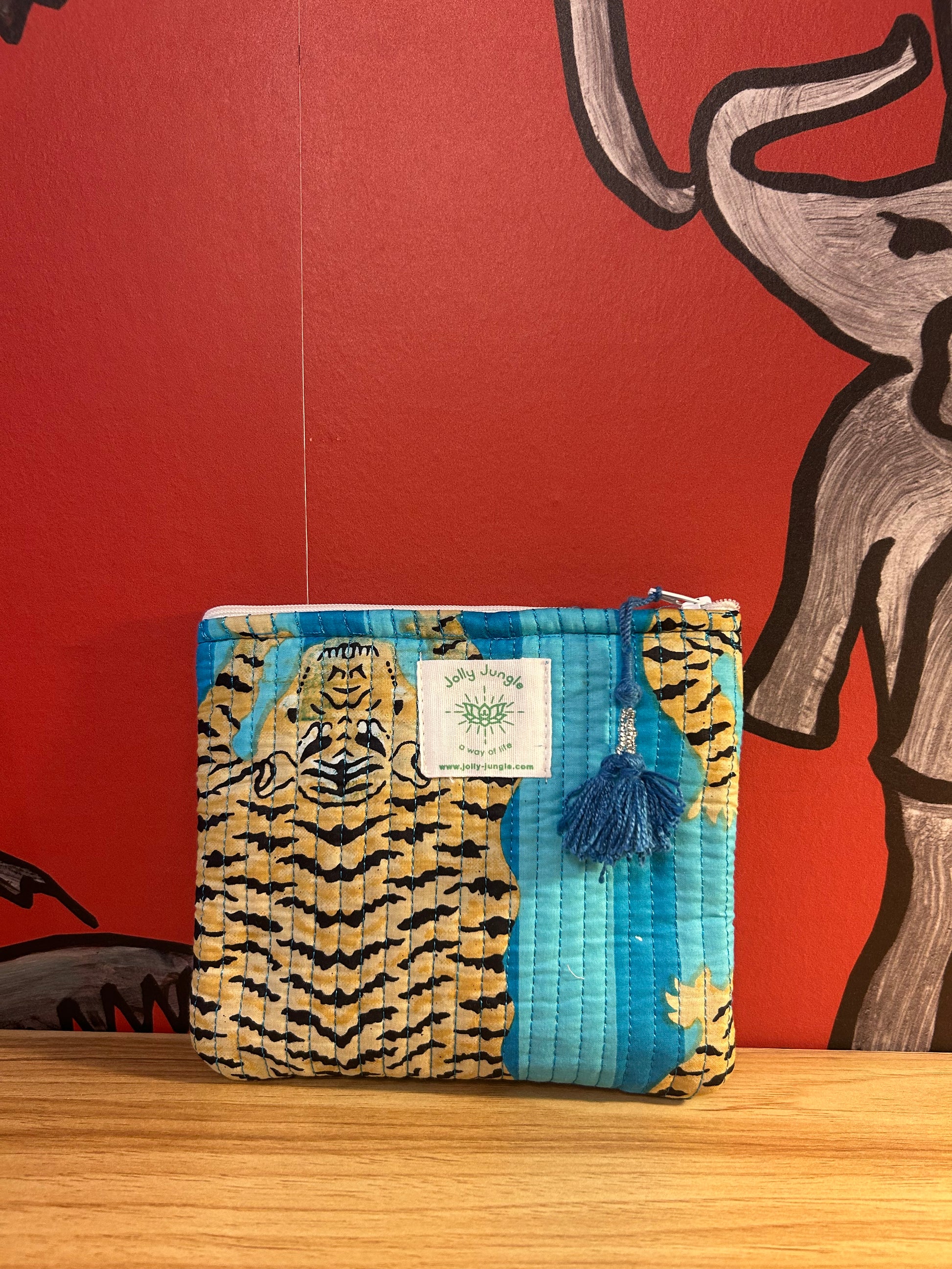 Moyenne Pochette Tigre Turquoise