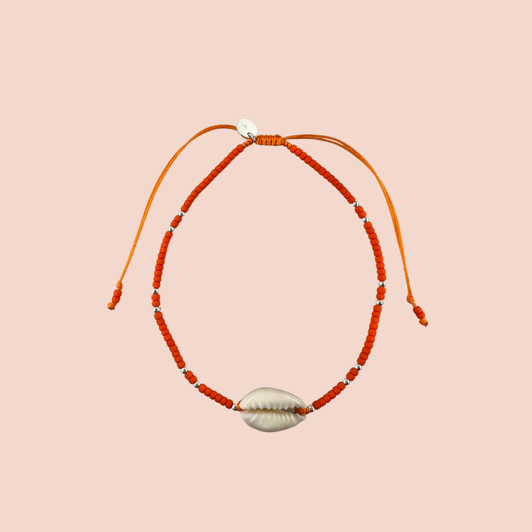 Bracelet cheville perles orange - Jolly Jungle
