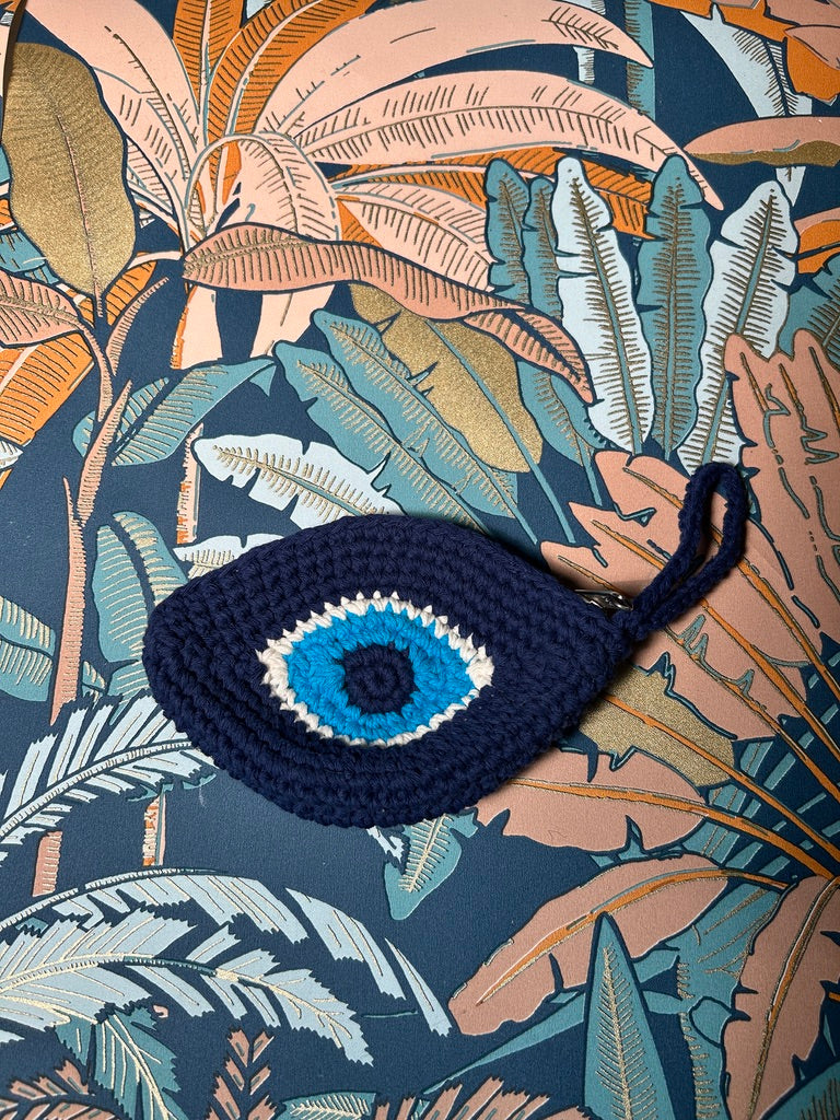 Porte-monnaie oeil bleu marine