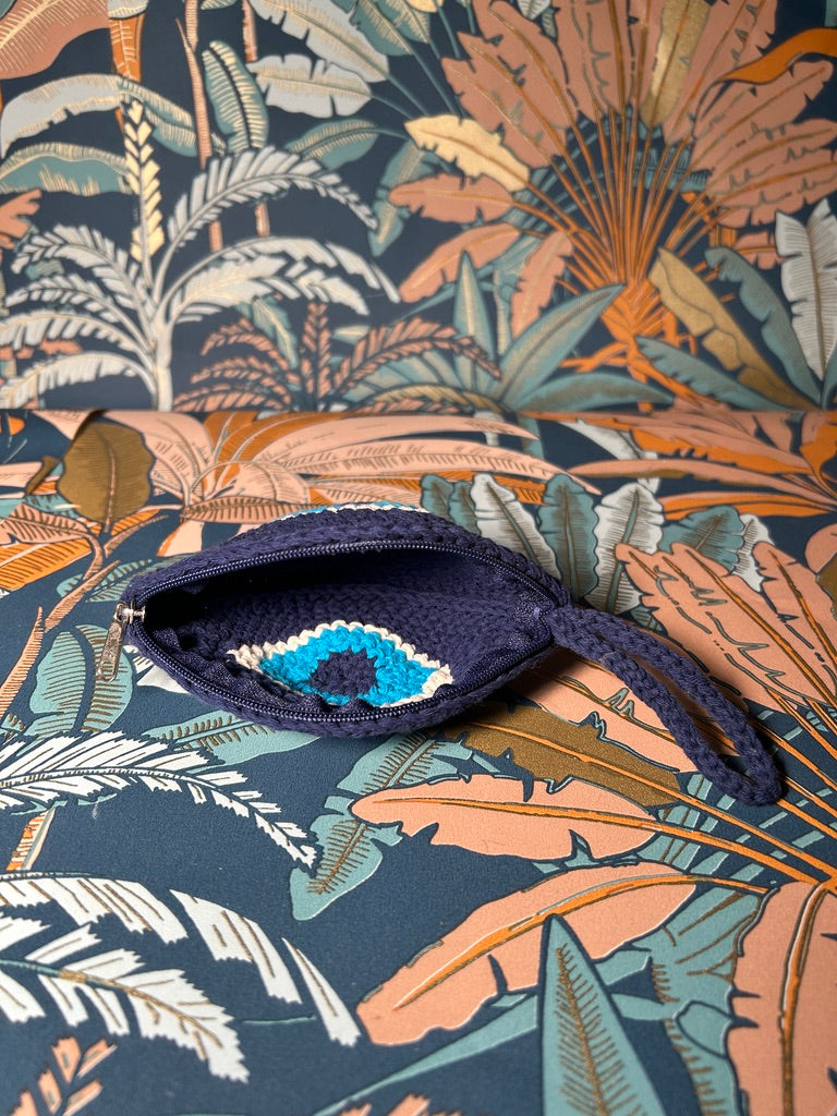 Porte-monnaie oeil bleu marine