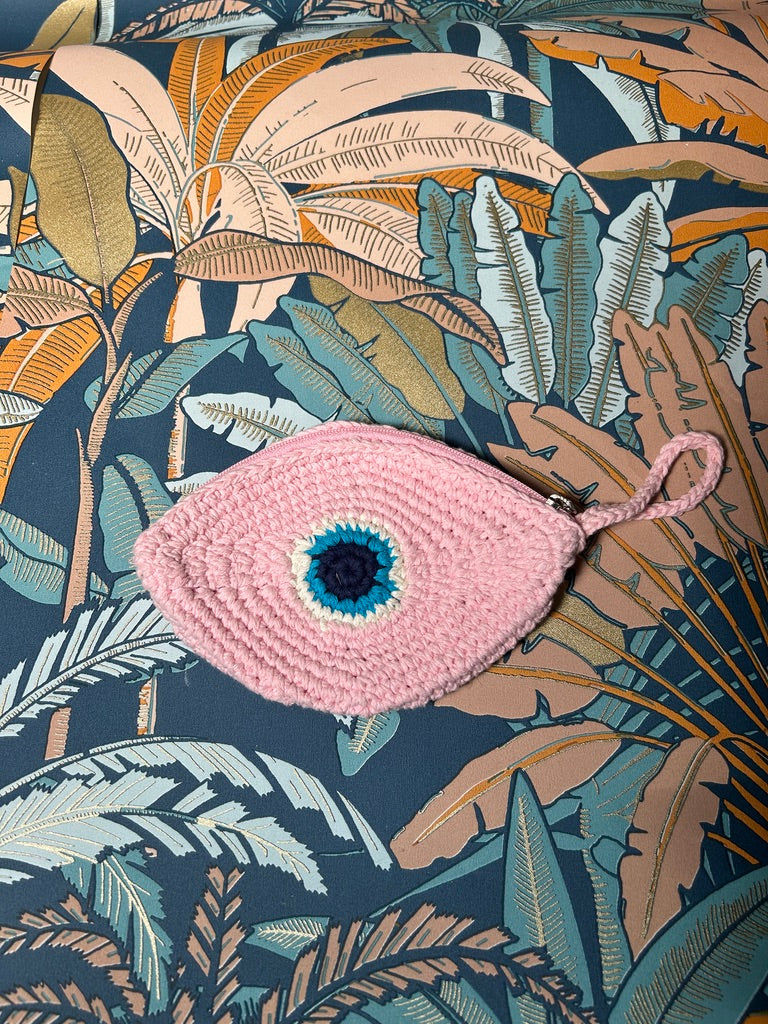 Porte-monnaie oeil rose