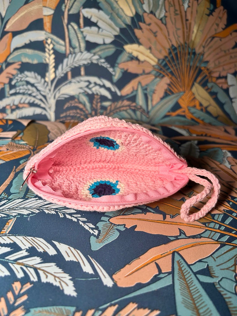 Porte-monnaie oeil rose
