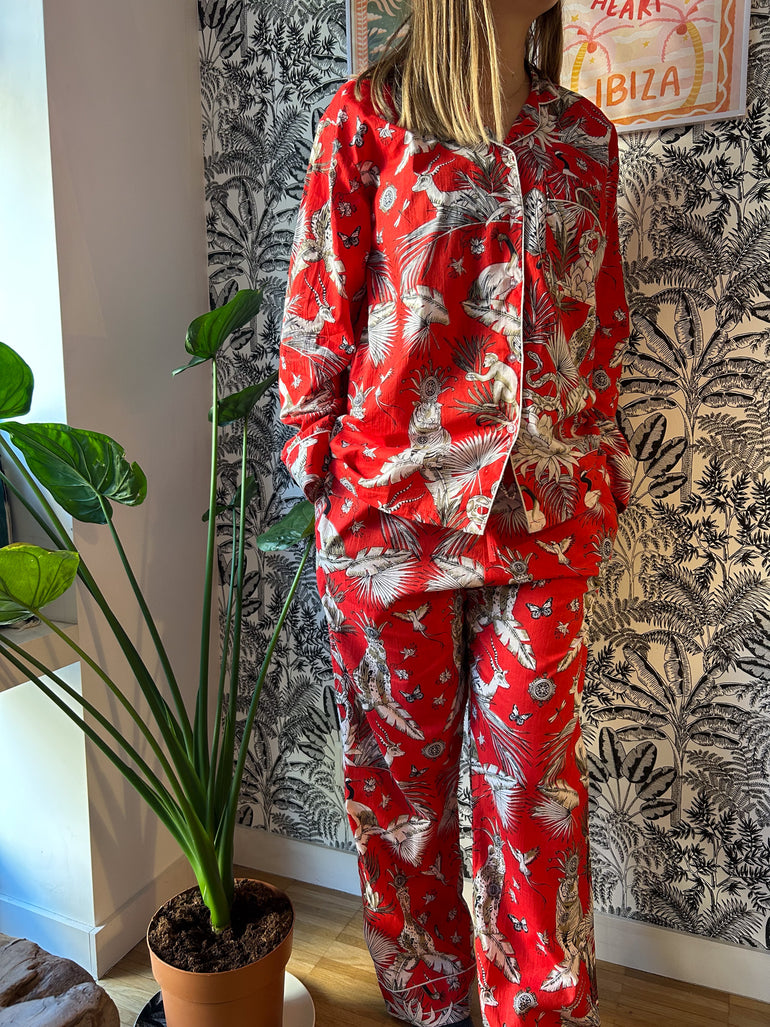 Pyjama blockprint savane rouge jolly jungle